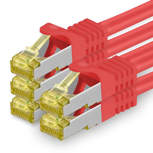 1aTTack.de Cat.7 network cable 5m red pack of 5 Cat7 Ethernet cable network LAN cable raw cable 10 Gb s SFTP PIMF LSZH set patch cable with Rj 45 plug Cat.6a - 4251073616162