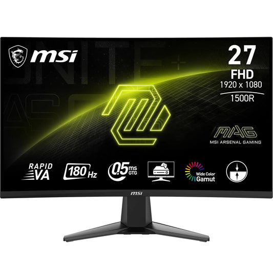 MSI MAG 27C6F 27 inch FHD Curved Gaming Monitor - 1500R 1920 x 1080 Rapid VA Panel, 180 Hz / 1ms (GtG), Adaptive-Sync - DP 1.2a, HDMI™ CEC