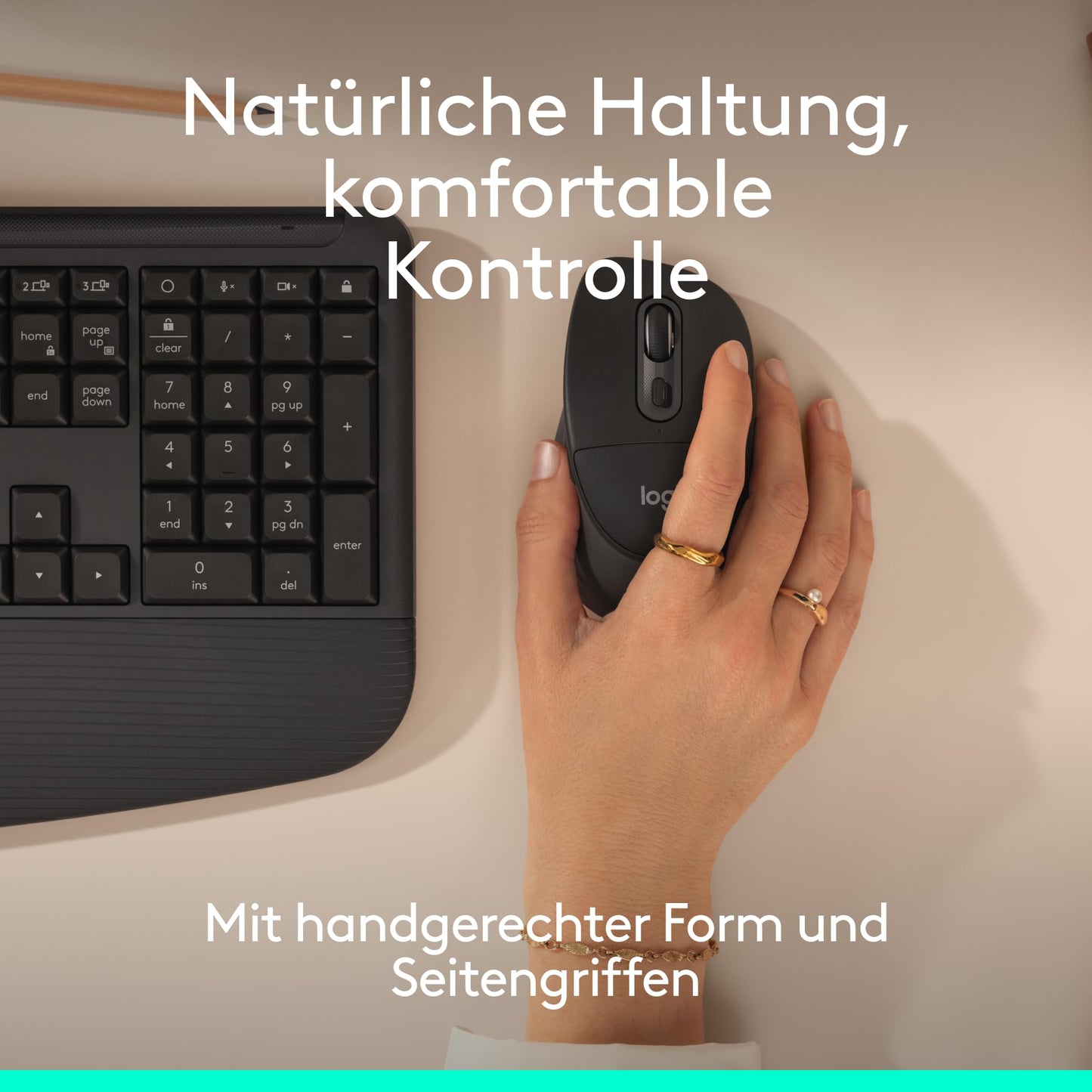 Logitech Signature Comfort Plus M850 L Wireless Mouse, Bluetooth Mouse with Palm Cushion, Silent Clicks, 24 Month Battery, Customizable Buttons, Windows, Mac, iPad - Black - 910-007807