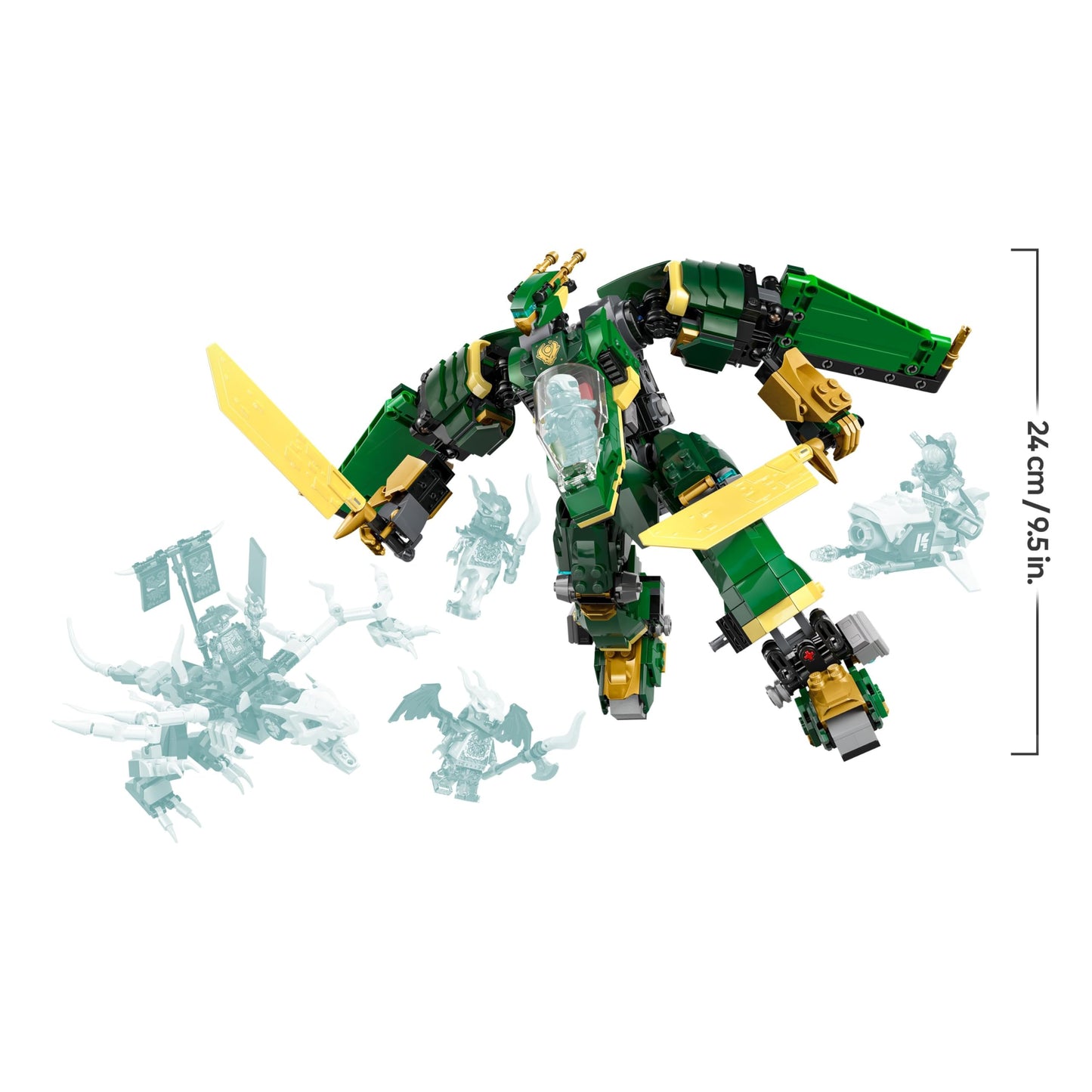 LEGO NINJAGO 2in1 Lloyd's Jet Mech - toy with 5 minifigures, dragon, equipment and flying motorcycle - gift for boys and fans of Rise of the Dragons aged 9 and over 71845