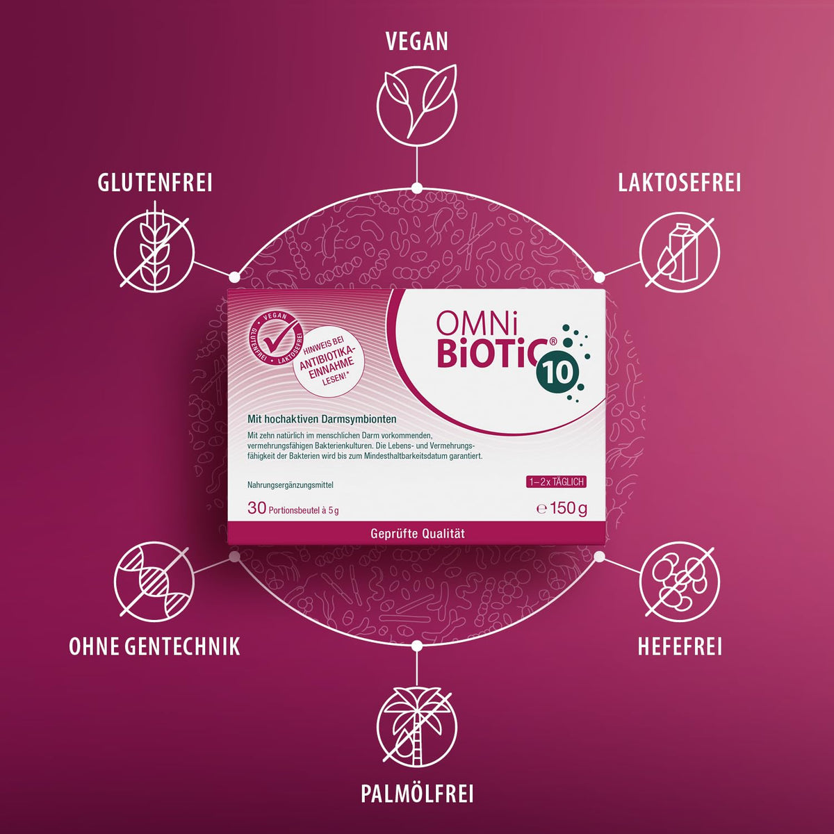 OMNi BiOTiC 10 | Antibiotic? Completați flora intestinală | Recomandat începând cu prima zi a terapiei cu antibiotice | Pulbere | Pentru utilizare zilnică | Cu inulină | Vegan | Fără gluten | 30 porții - 41122