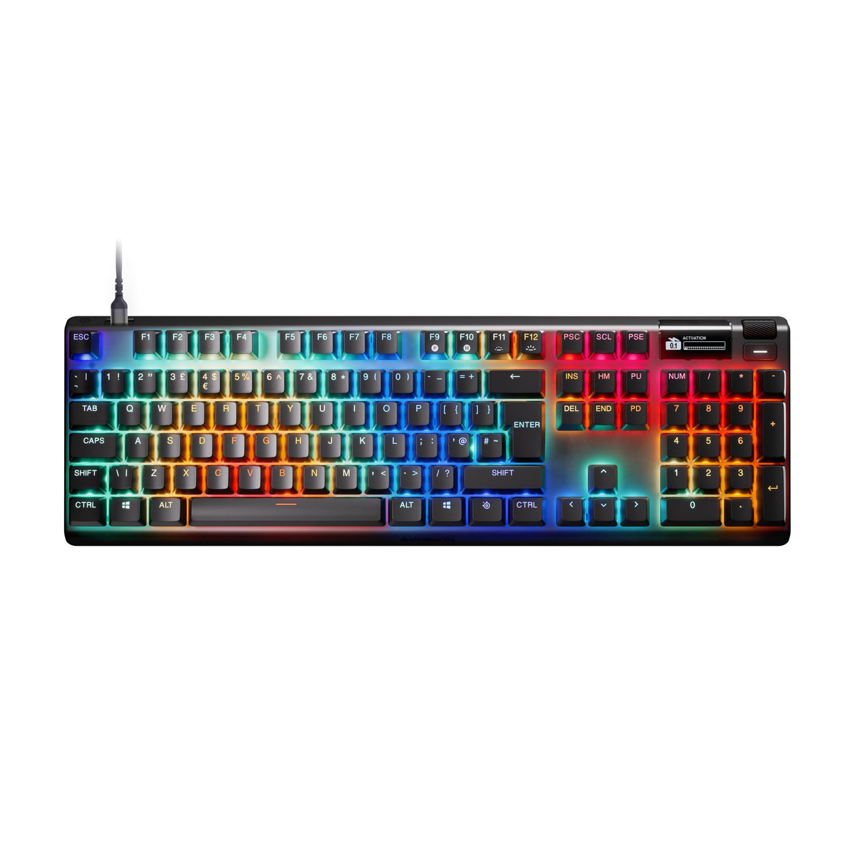 SteelSeries Apex Pro Gen 3 - Tastatur pentru gaming - Switch-uri Hall Effect; OmniPoint 3.0 - Actuare ajustabilă - Presetări pregătite pentru joc - Trigger rapid, Mod de protecție, Rapid Tap/SOCD - QWERTY în engleză - 64661