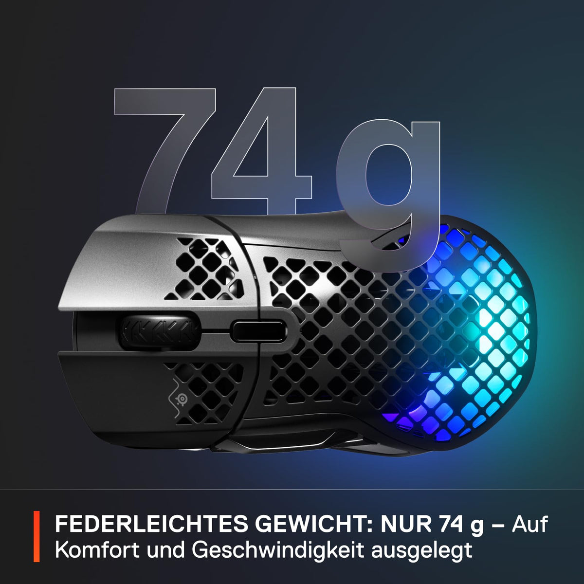 SteelSeries Aerox 5 Wireless – RGB gaming mouse with surface openings – Ultra-lightweight, water-resistant design – 9 buttons – Bluetooth/2.4 GHz – Optical TrueMove Air sensor with 18,000 DPI - 62406