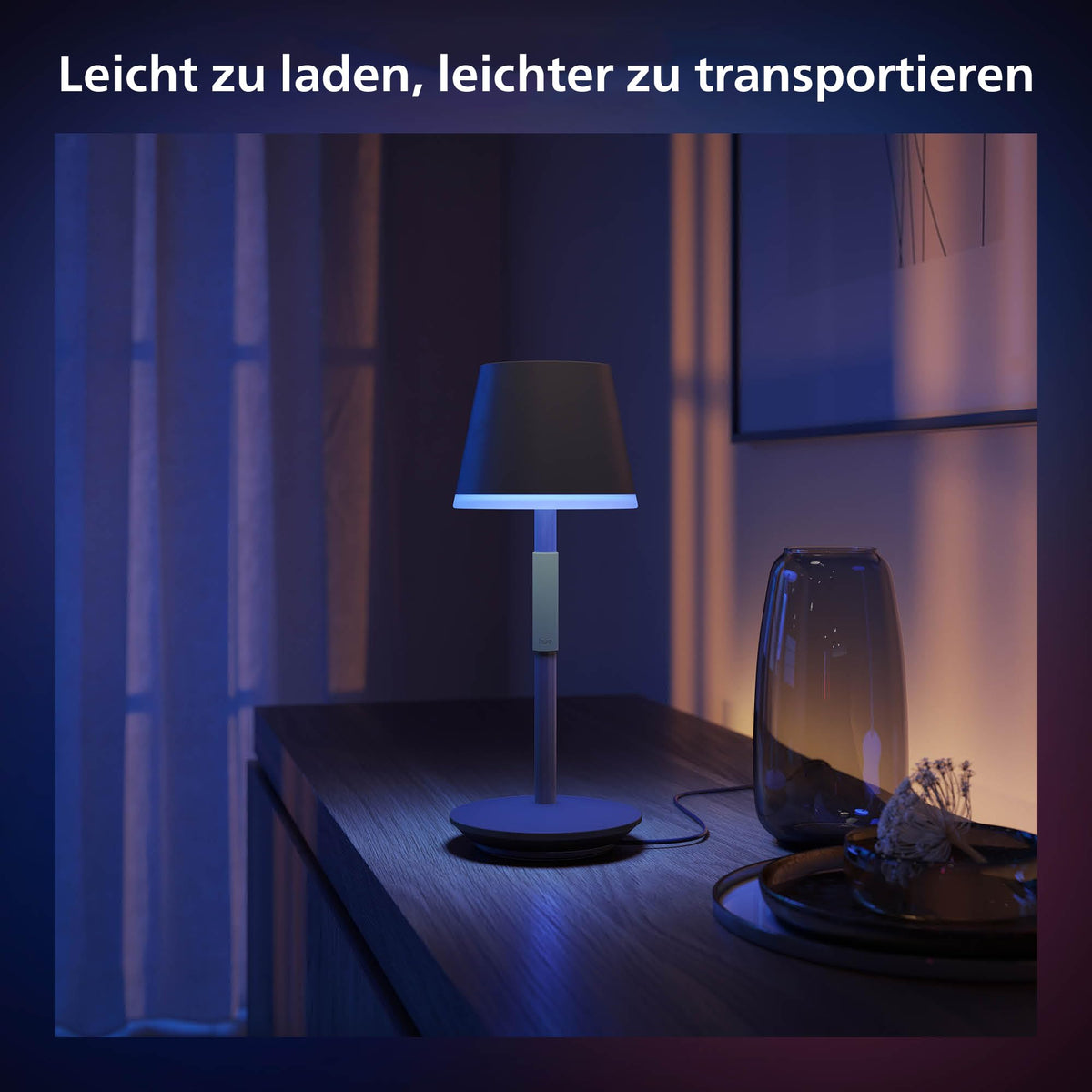 Philips Hue Go Table Lamp, for Indoor & Outdoor Use, Black - 929003128501