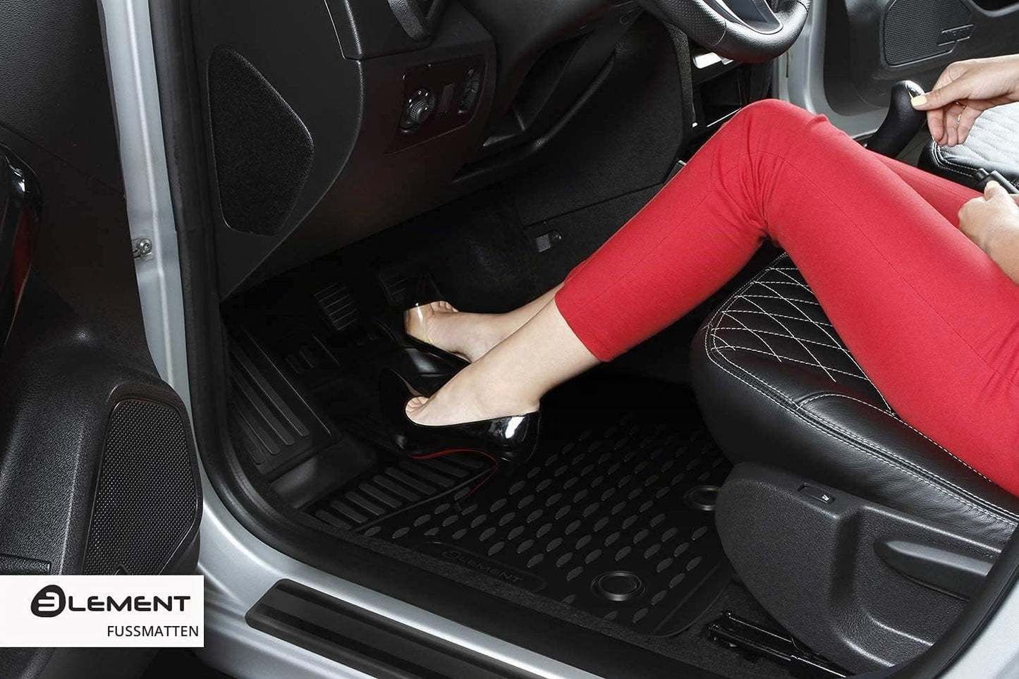 Element 3D rubber floor mats suitable for Skoda Octavia | Mk3 III (A7) | 2013-2024 | Hatchback/Estate | 100% custom-fit all-weather floor mats made of TPE, high edge, waterproof, non-slip, odorless - EXP.NLC.3D.45.16.210k