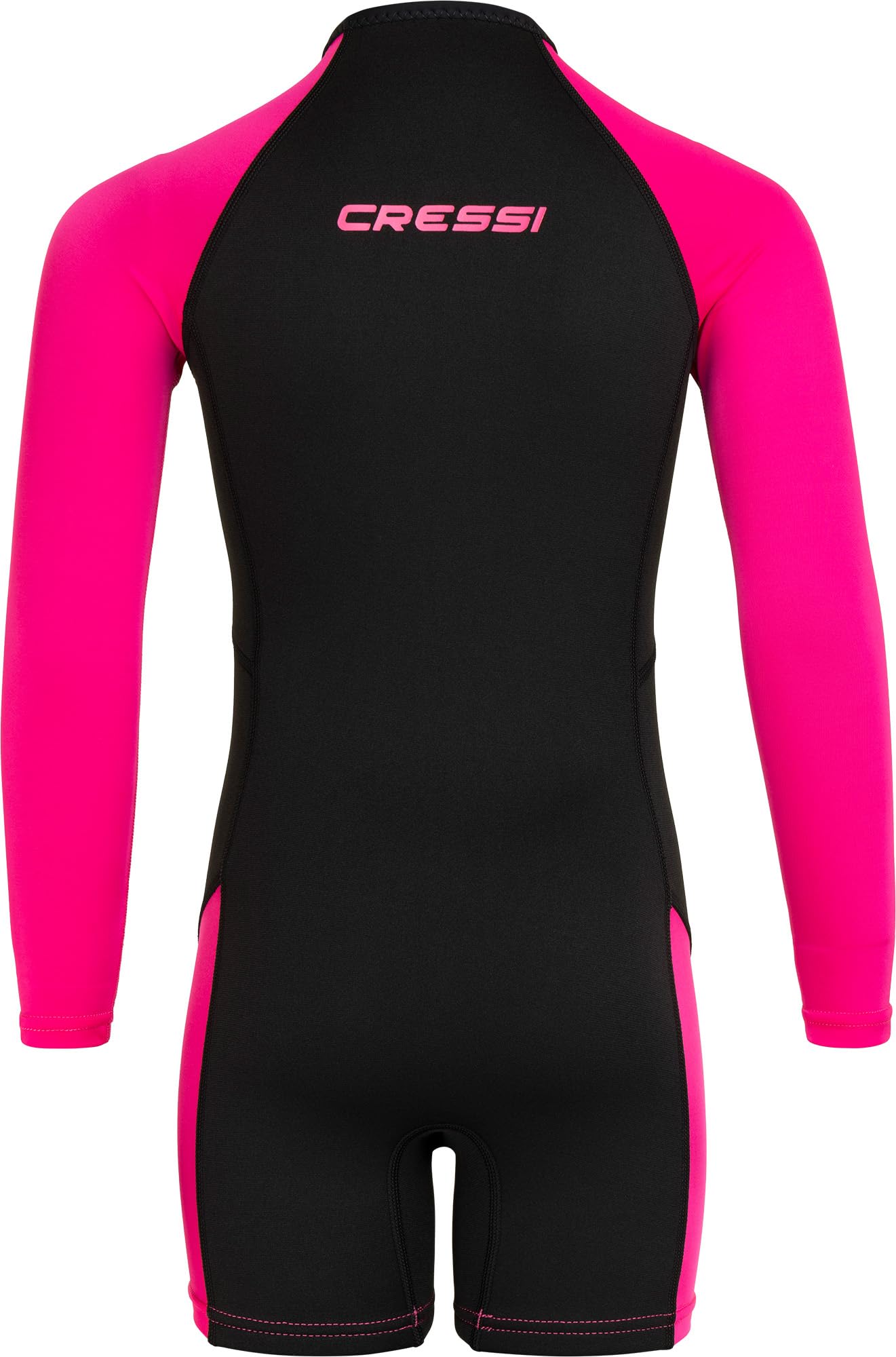Cressi Shorty 2mm children's wetsuit - children's swimming suit with UV, cold protection, jellyfish protection - girls & boys swimming suit - black/pink - 9/10 years - XDG006406
