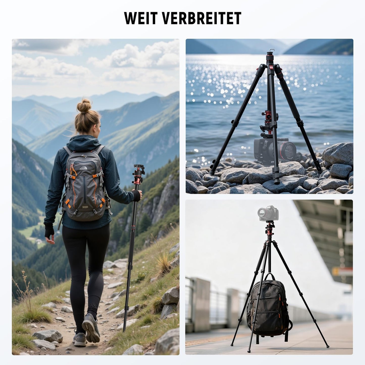 NEEWER Basics 70.9" camera tripod monopod with center column/ball head - TP16