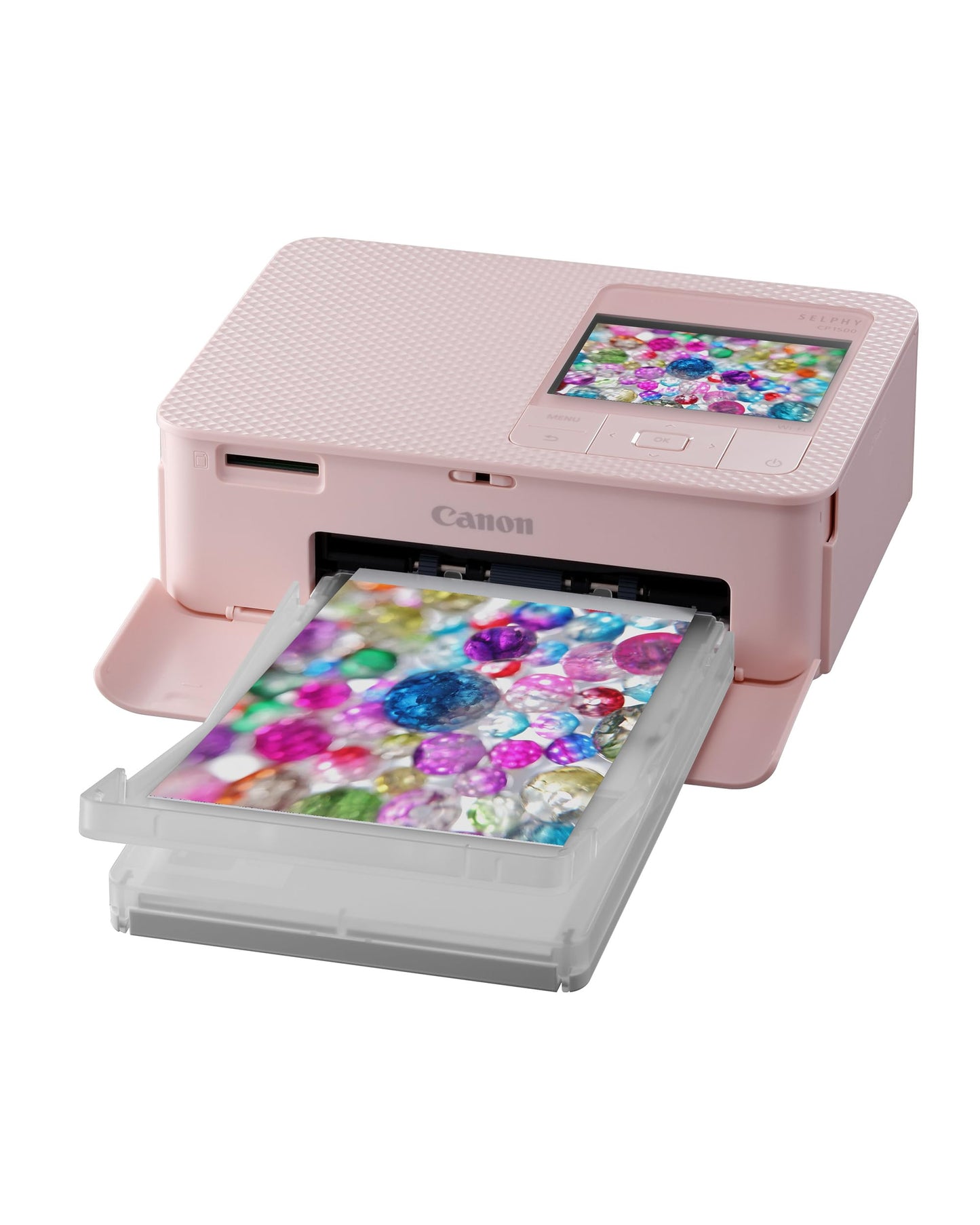 Canon SELPHY CP1500 mini photo printer mobile portable on the go (up to postcard size 10x15cm, WiFi, wireless, thermal sublimation, app, color stable 100 years) pink [without ribbon/paper, without battery] - 5541C002