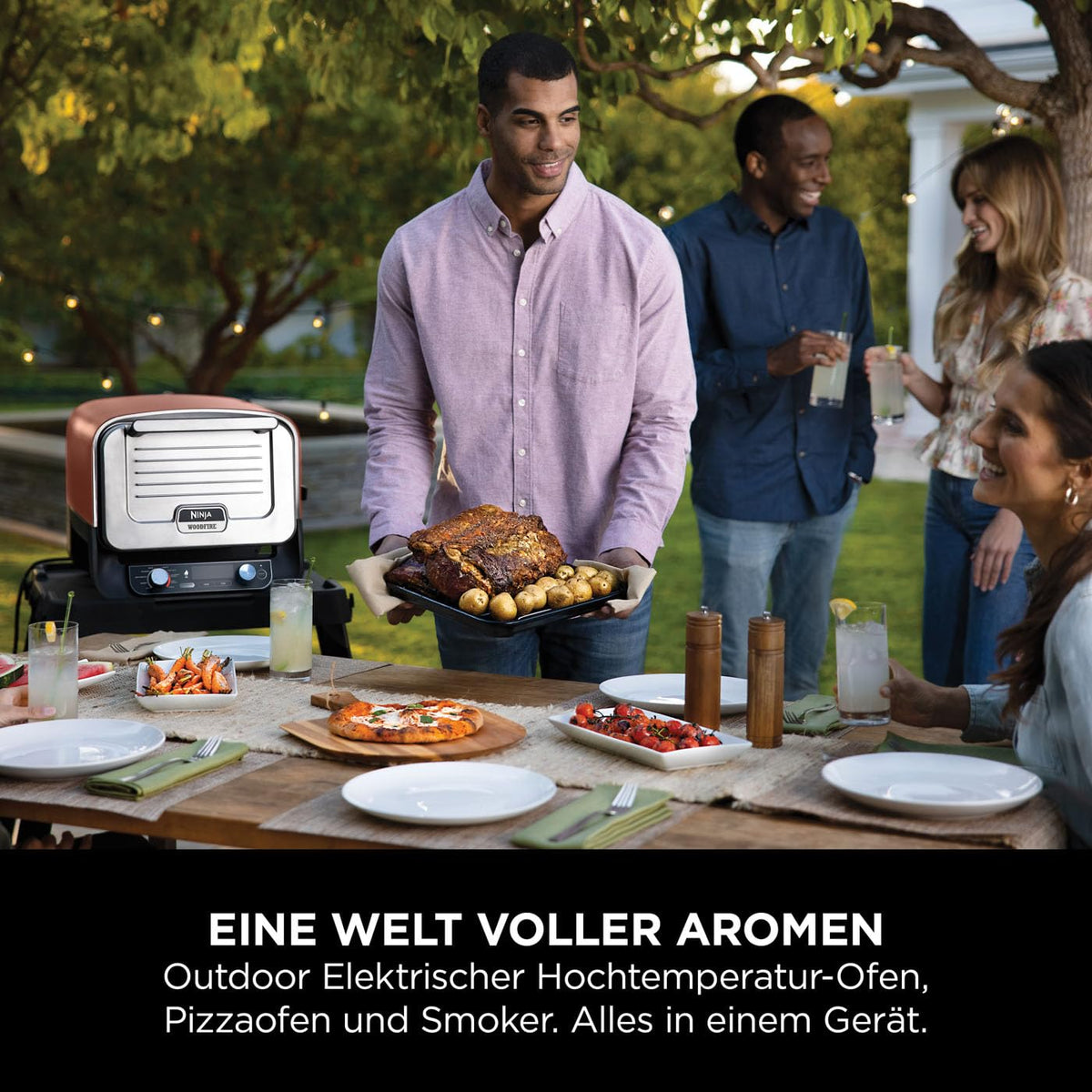 Ninja Woodfire Outdoor Oven, 8-in-1 Pizza Oven, BBQ Smoker with Grilling Rack - OO101EU