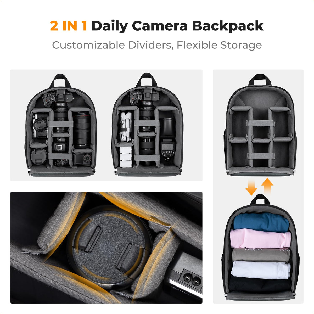 K&F CONCEPT camera backpack photo backpack compact & lightweight with rain cover - KF13.223