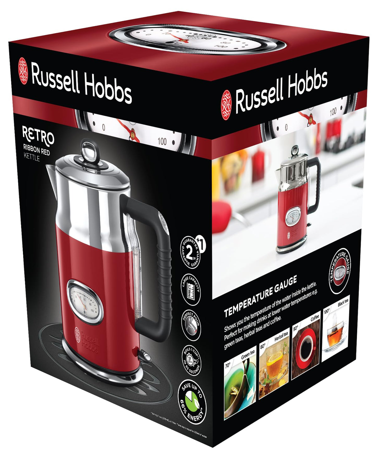 Russell Hobbs Vintage Kettle, 1.7 l, 2400 Watt, Retro Teapot - 21670-70