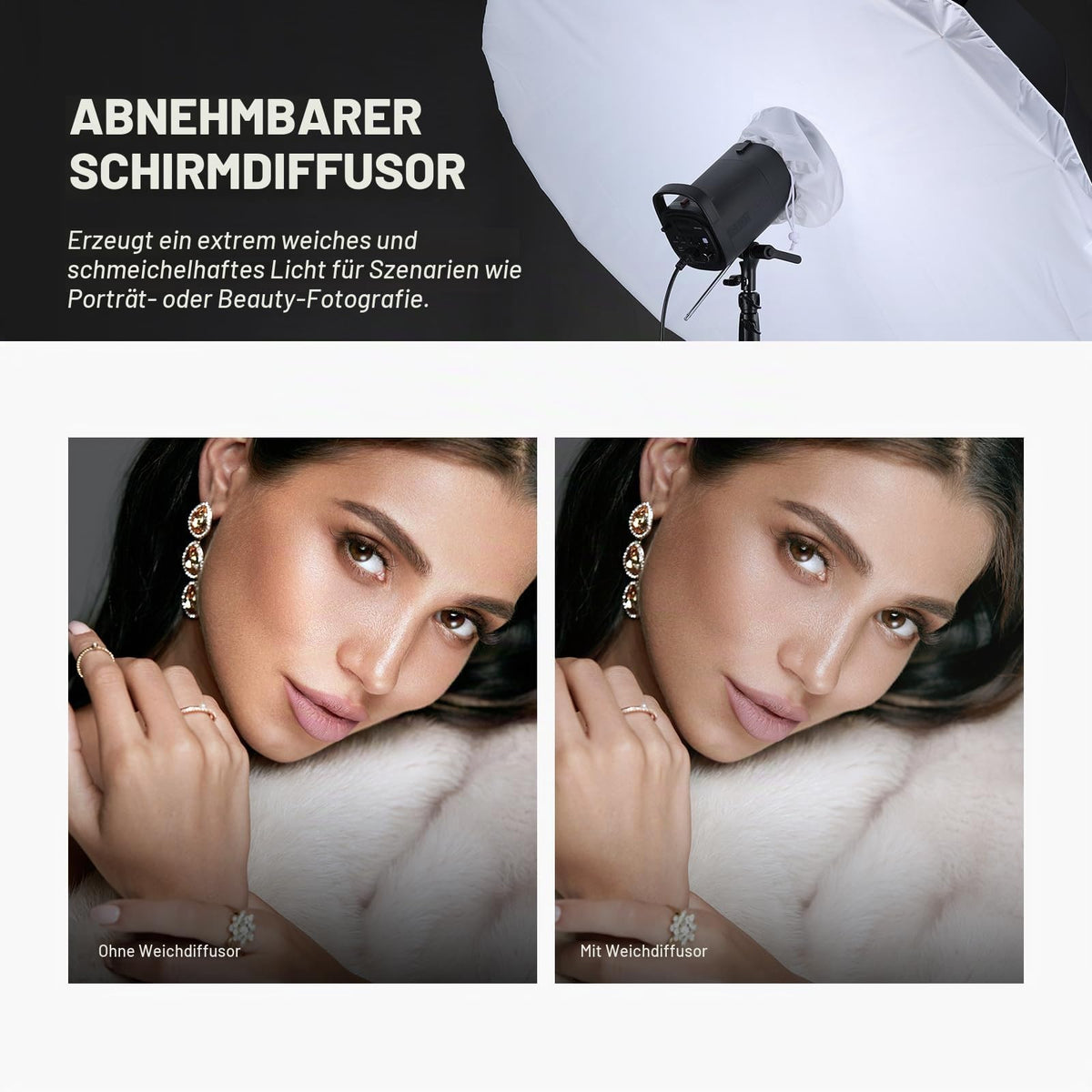 NEEWER 130cm Parabol Reflexschirm pentru fotografie cu interior alb - 10103470