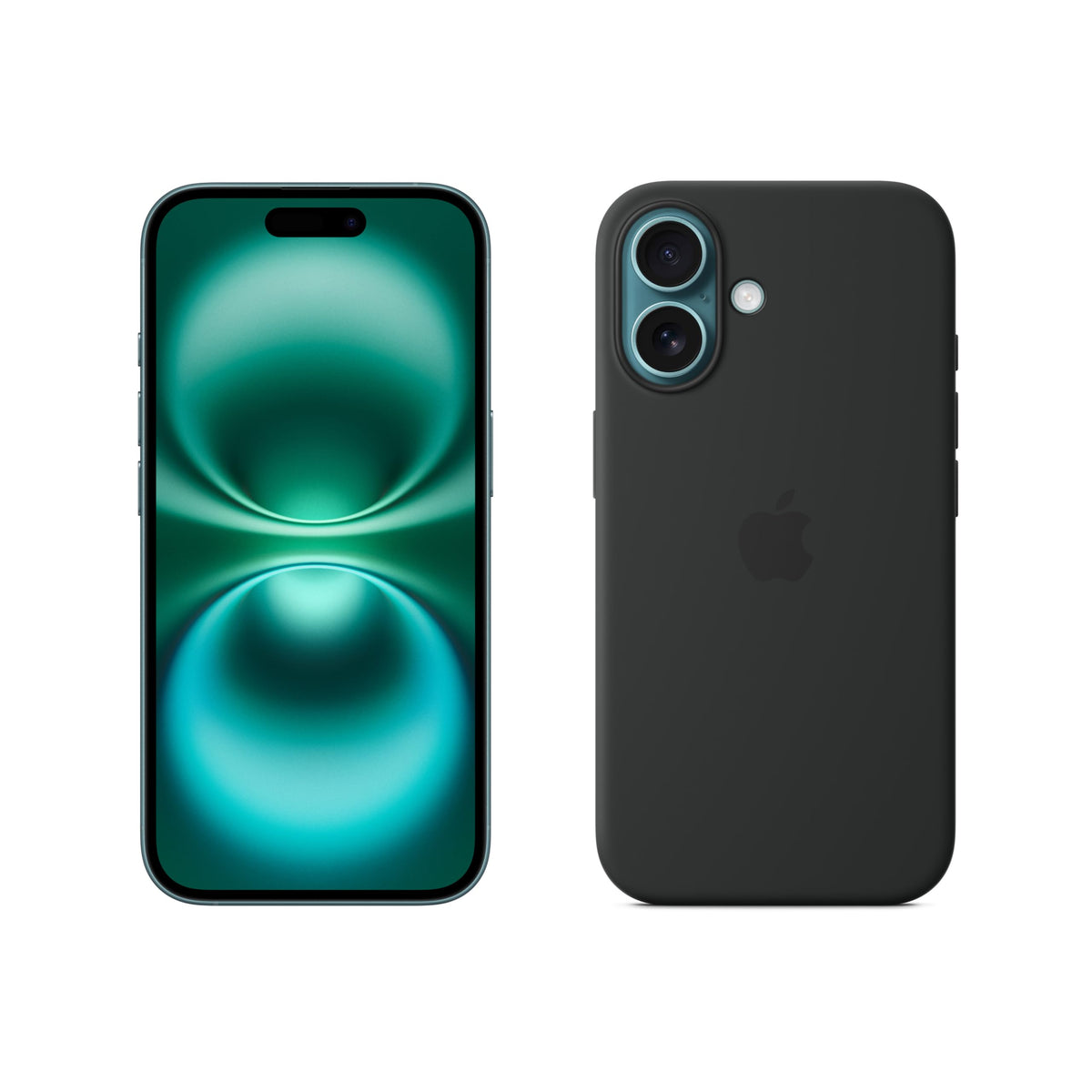Apple iPhone 16 128GB - Teal + Silicone Case with MagSafe - Black - MYEA3ZD/A