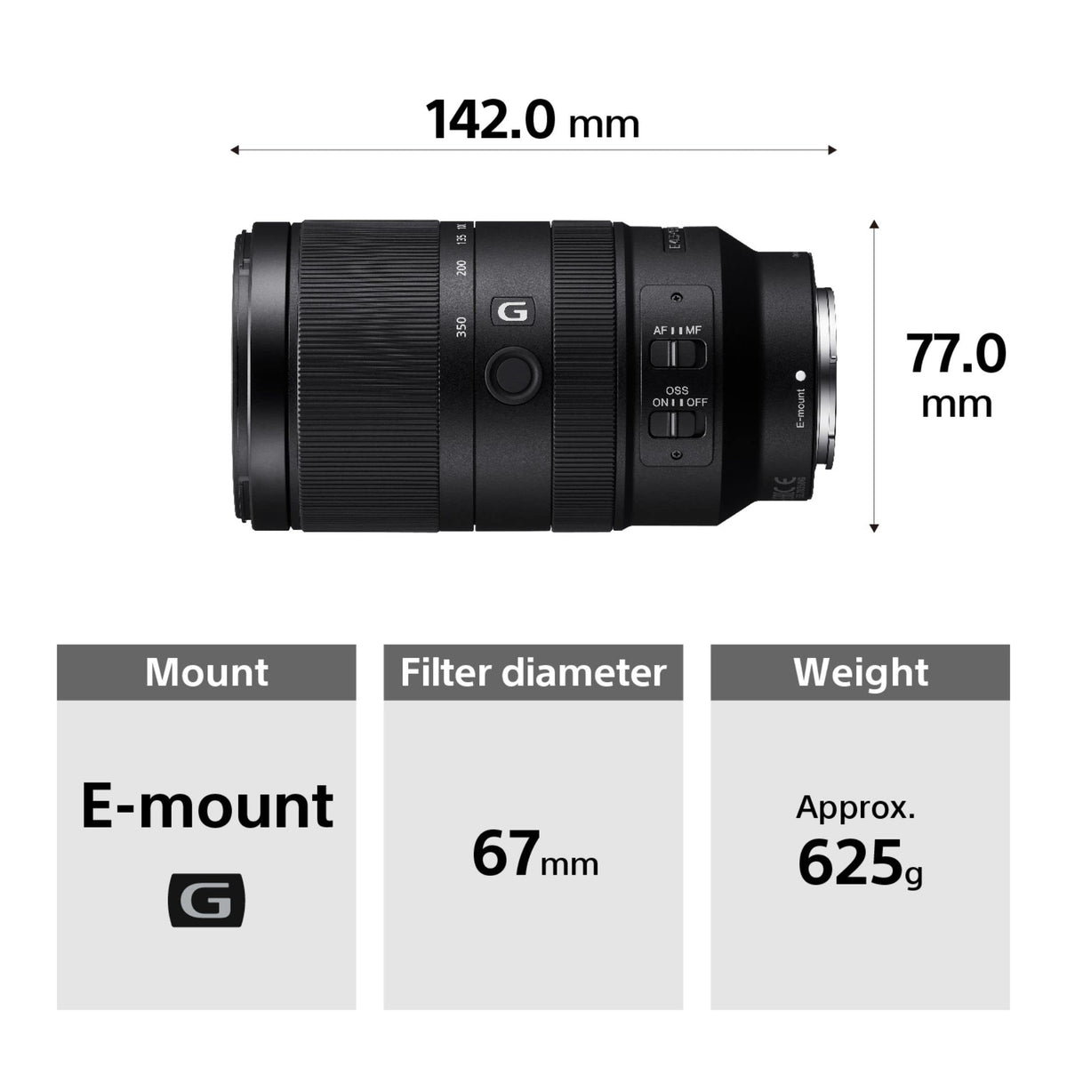 Sony SEL70350G – 70–350mm F4.5–6.3 G OSS Supertele-Zoom - SEL70350G.SYX