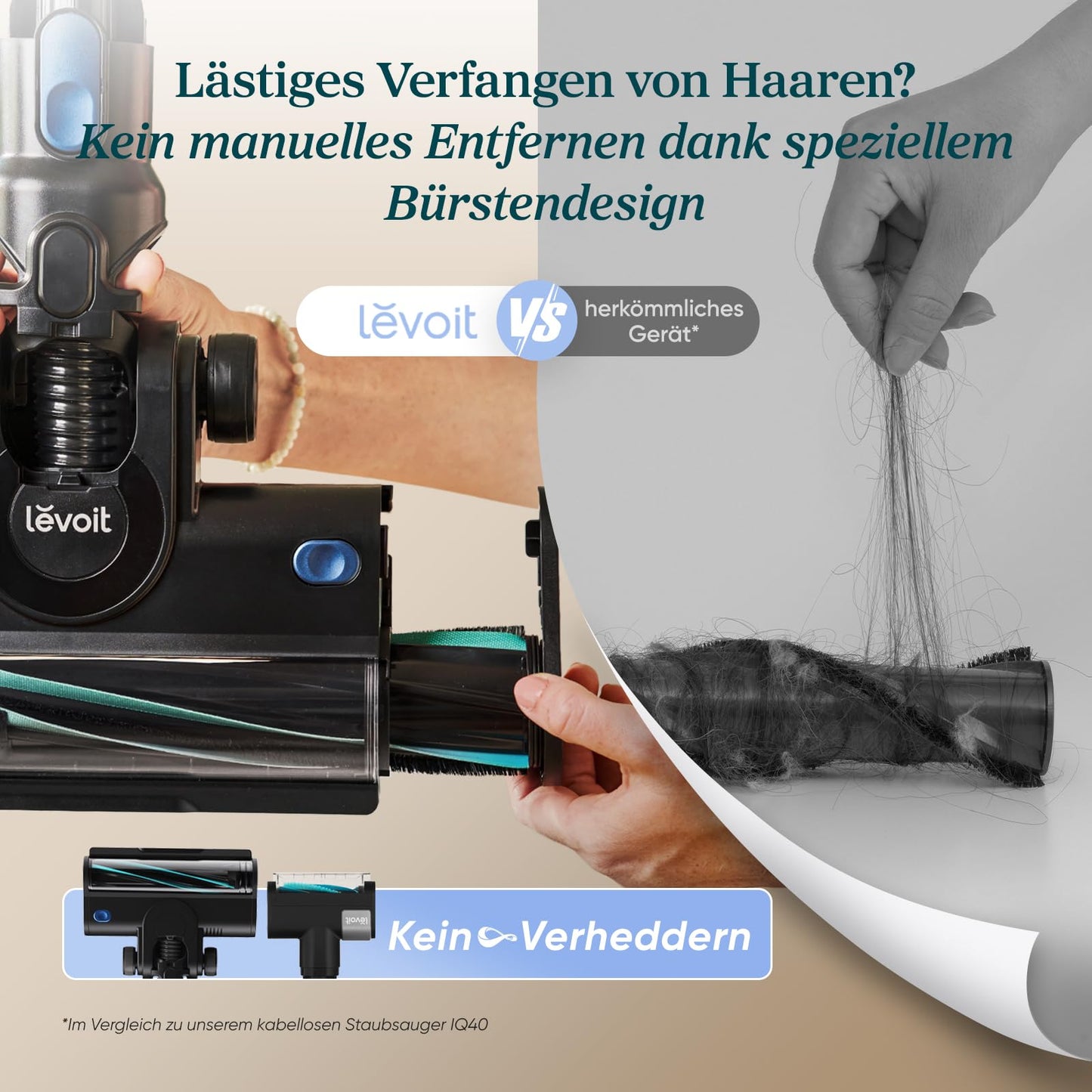 Levoit - Cordless vacuum cleaner - Running time for 150㎡ - Wireless vacuum cleaner - 99.9 percent dust capture rate - Mini motor brush - Self-standing - Anti Tangle - For pet hair/carpets/hard floors/car-LVAC-300, blue - LVAC-300DE