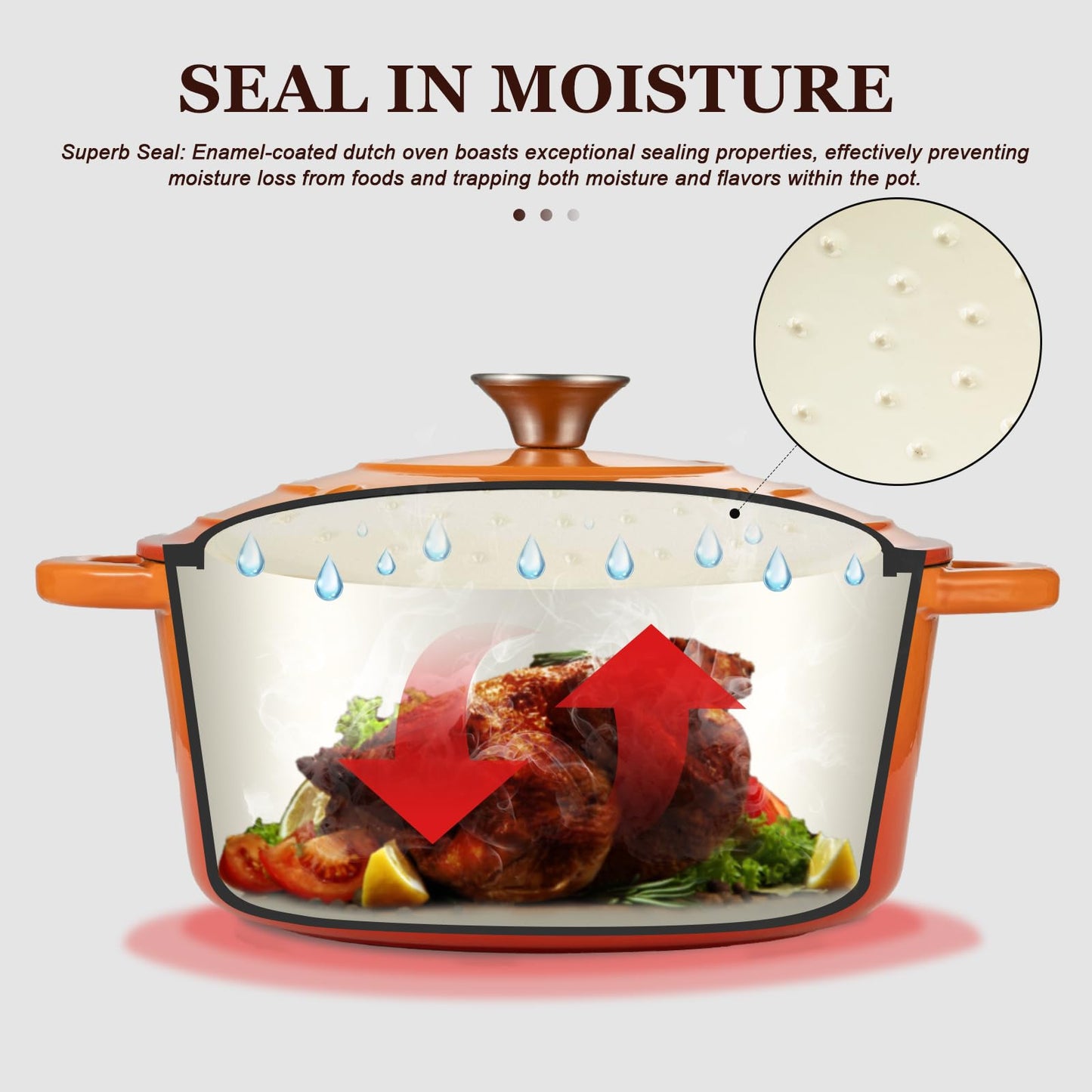 Overmont roasting pan enamel cast iron pot - casserole 28cm oven-safe - with lid and cookbook - for kitchen baking stewing roasting orange - Enamelled
