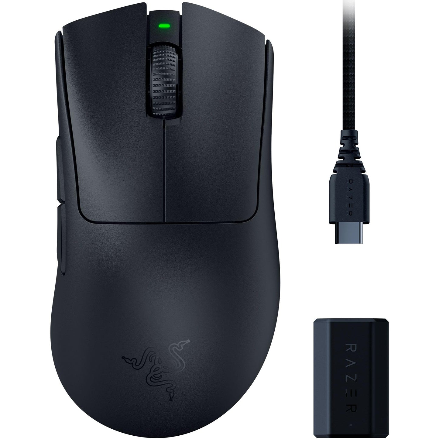 Razer DeathAdder V3 Pro + HyperPolling Wireless Adapter - Ultra light e-sports mouse with true 8K Hz wireless sampling rate (63 g, Optical Focus Pro 30K, Optical Switches 3rd Gen) Black - RZ01-04630300-R3WL