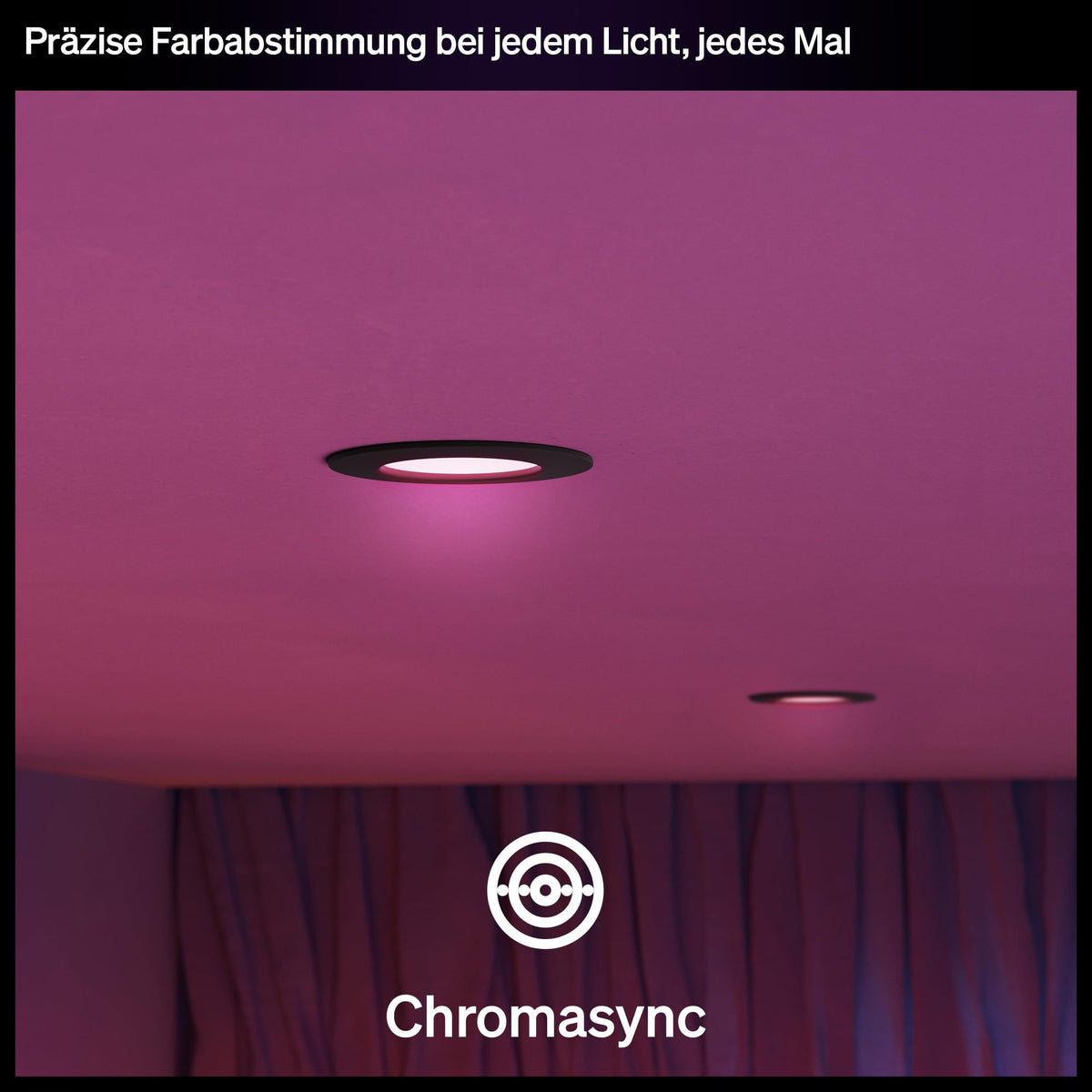 Philips Hue Slim Downlight, iluminare LED inteligentă, 1.000 lm, 90 mm, design subțire, spectru complet de lumină naturală 1.000–20.000 K, extrem de dimabil, culoare precisă, iluminat inteligent, negru, pachet de 1 bucată - 929004291101