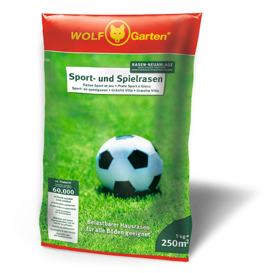WOLF-Garten Sports & Play Lawn LG 250 (for 250 m², quick to use & non-slip, durable lawn for sports fields & playgrounds, home garden, suitable for all types of soil, in a 5 kg bag) 3825030 - 3825.030