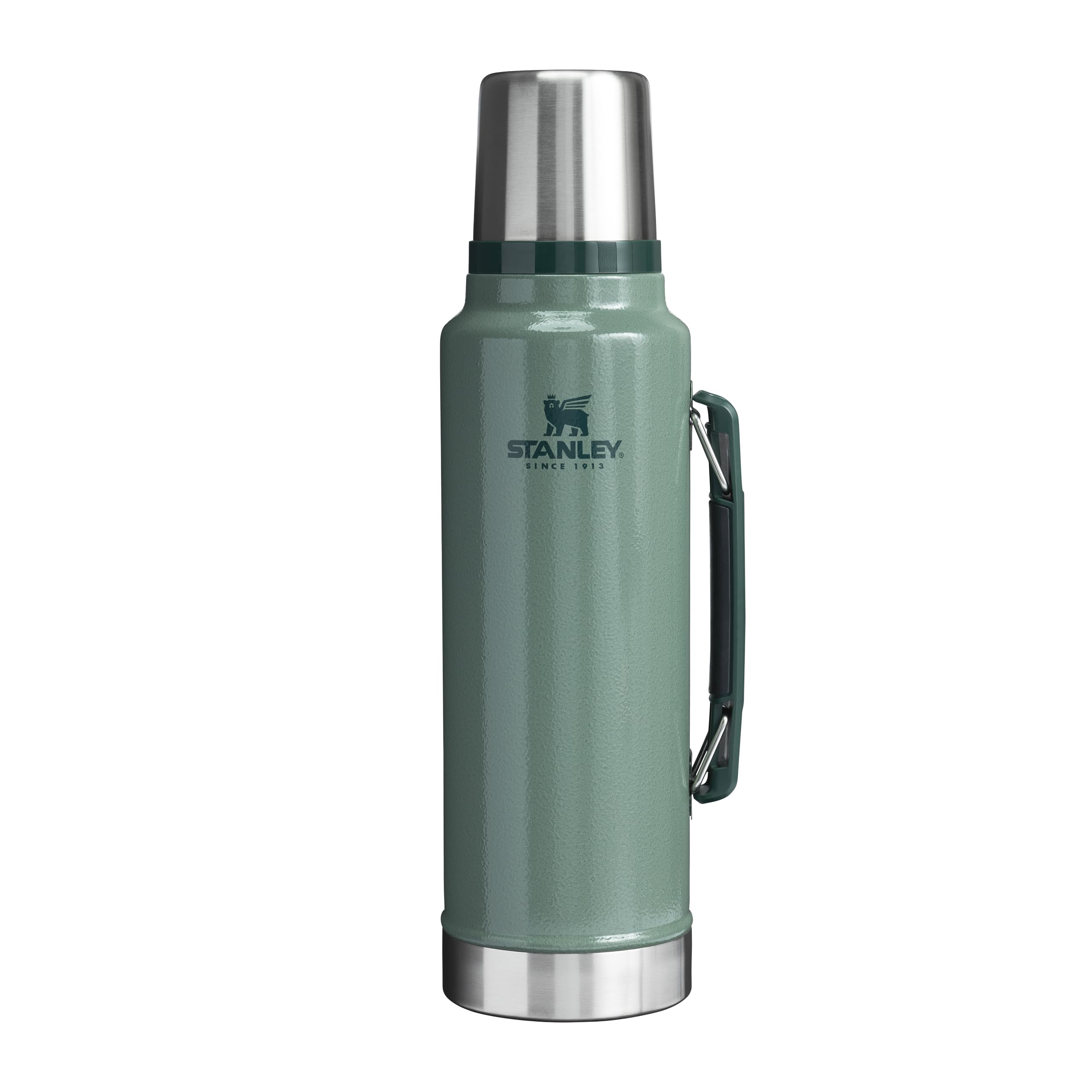 Stanley 1913 Classic Legendary Thermos Bottle 1.4L - Thermos Keeps Hot or Cold for 40 Hours - Stainless Steel Thermos Flask - BPA Free - Dishwasher Safe - Hammertone Green - 100000115856