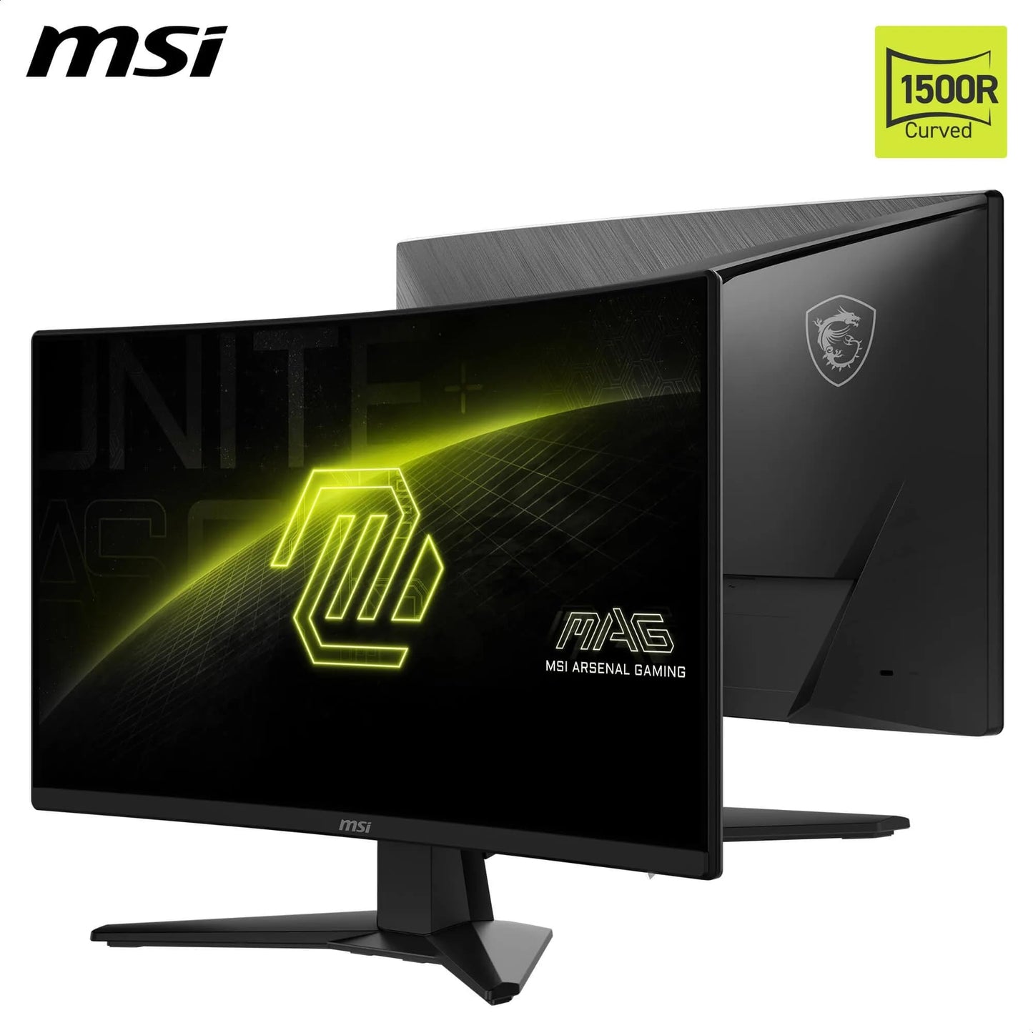 MSI MAG 242CA 24" FHD Gaming Monitor with 1500R Curvature, 1920 x 1080 VA, 180 Hz, 1 ms, HDR Ready, Eye Care, HDMI 2.0b, DP 1.2a, Frameless, Tilt Adjustable, VESA Mount, Black - 4711377389501
