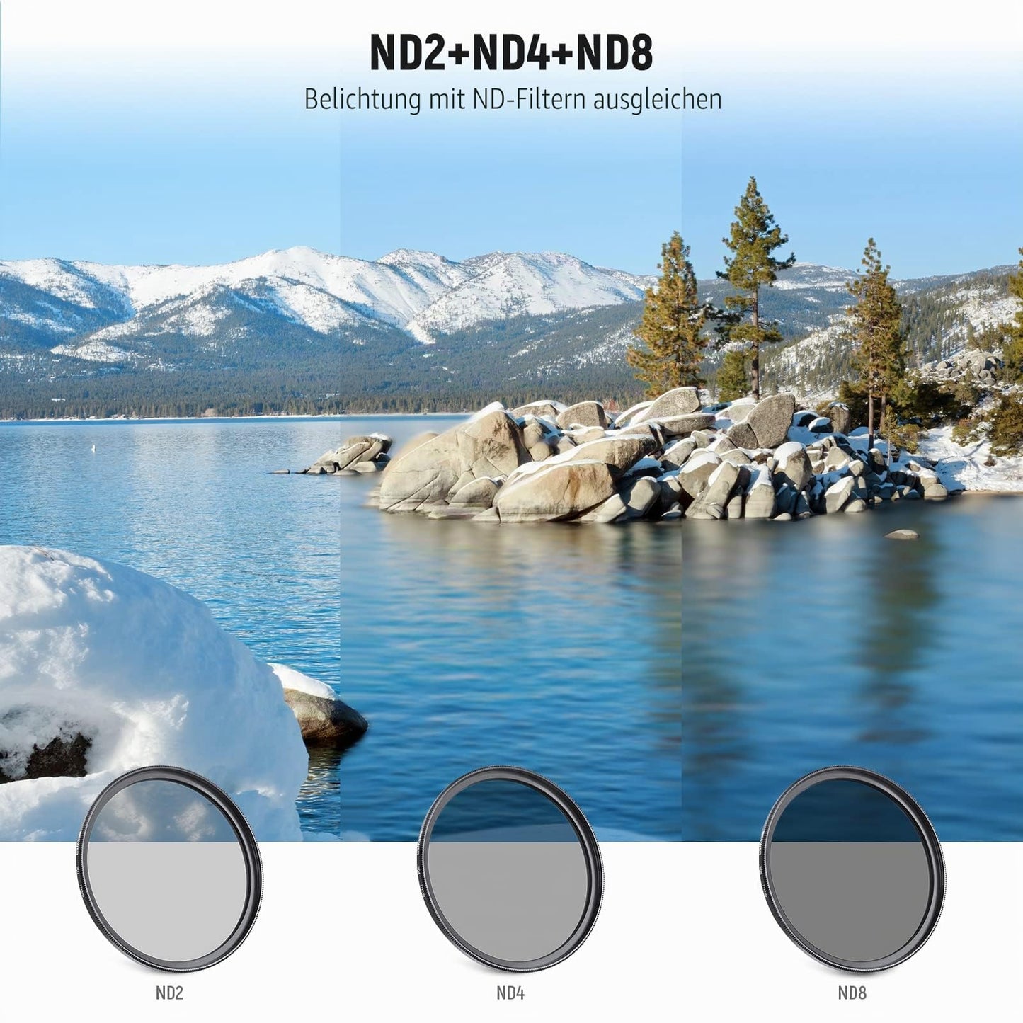 NEEWER 77mm ND Filter Kit and Lens Accessories, ND2 ND4 ND8 UV FLD CPL (Circular Polarizing) Filter Set with Lens Cap/Tulip Lens Hood - 10101725