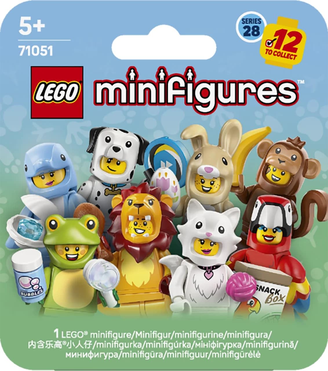 LEGO minifigures animals series 28 - surprise box - 1 of 12 collectible figures - figures including lion, bunny, cat and dolphin - children's birthday party bag for boys and girls aged 5 and over - 71051