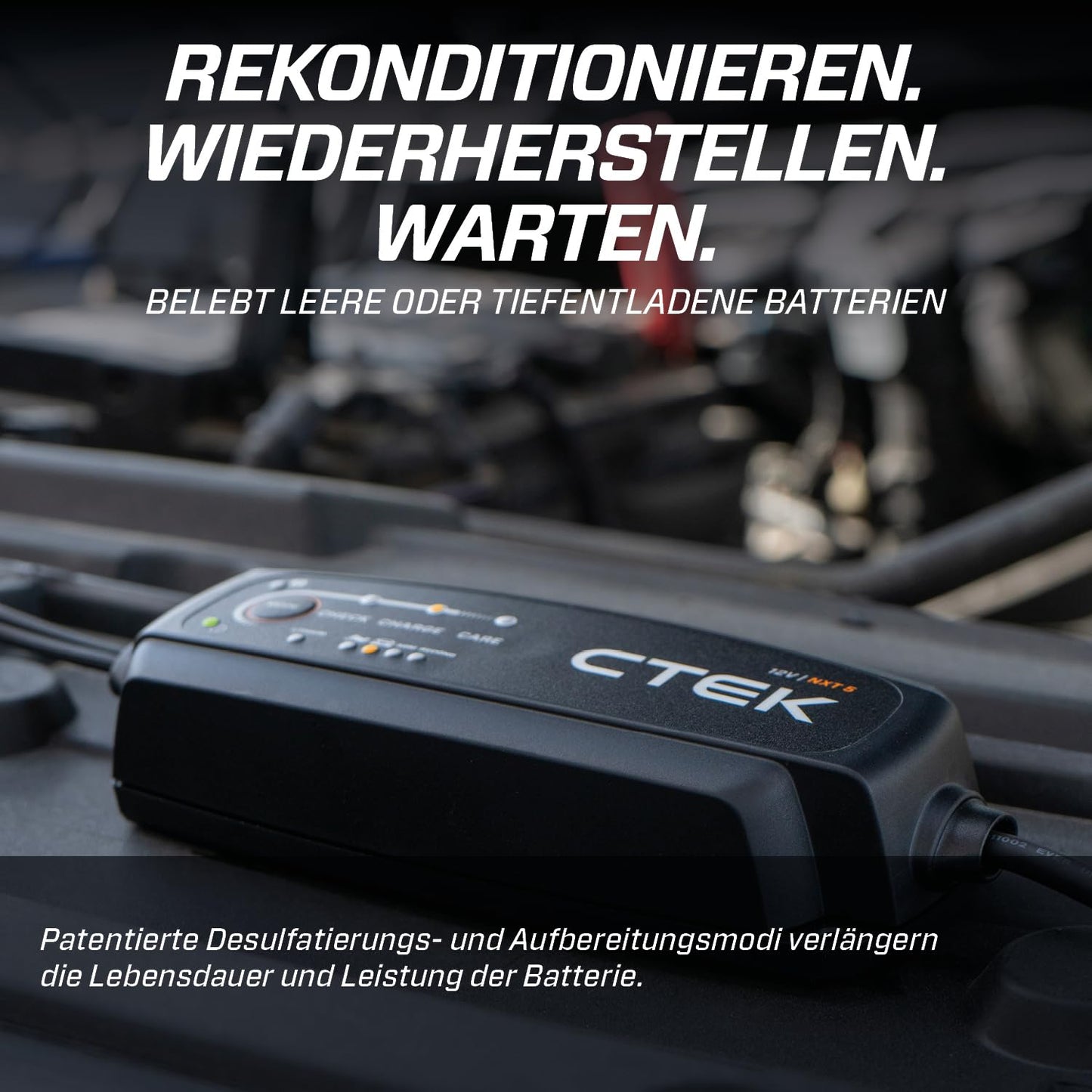 CTEK NXT 5 Smart Battery Charger 12V 5A Compatible with Lead Acid and Lithium Batteries, Reconditioning Mode, AGM Optimization, Temperature Compensation, Convenient Battery Maintainer - 40-659