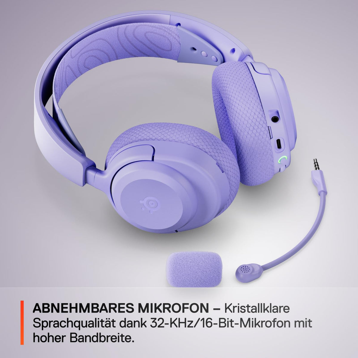 SteelSeries Arctis Nova 3P Wireless - Cască pentru PS5 și PC Gaming – Control prin aplicație – 40 de ore autonomie – Driveri cu magnet de neodim – 2,4 GHz/Bluetooth – Microfon detașabil – Pentru PS5, PC, Switch - Lavandă - 61692