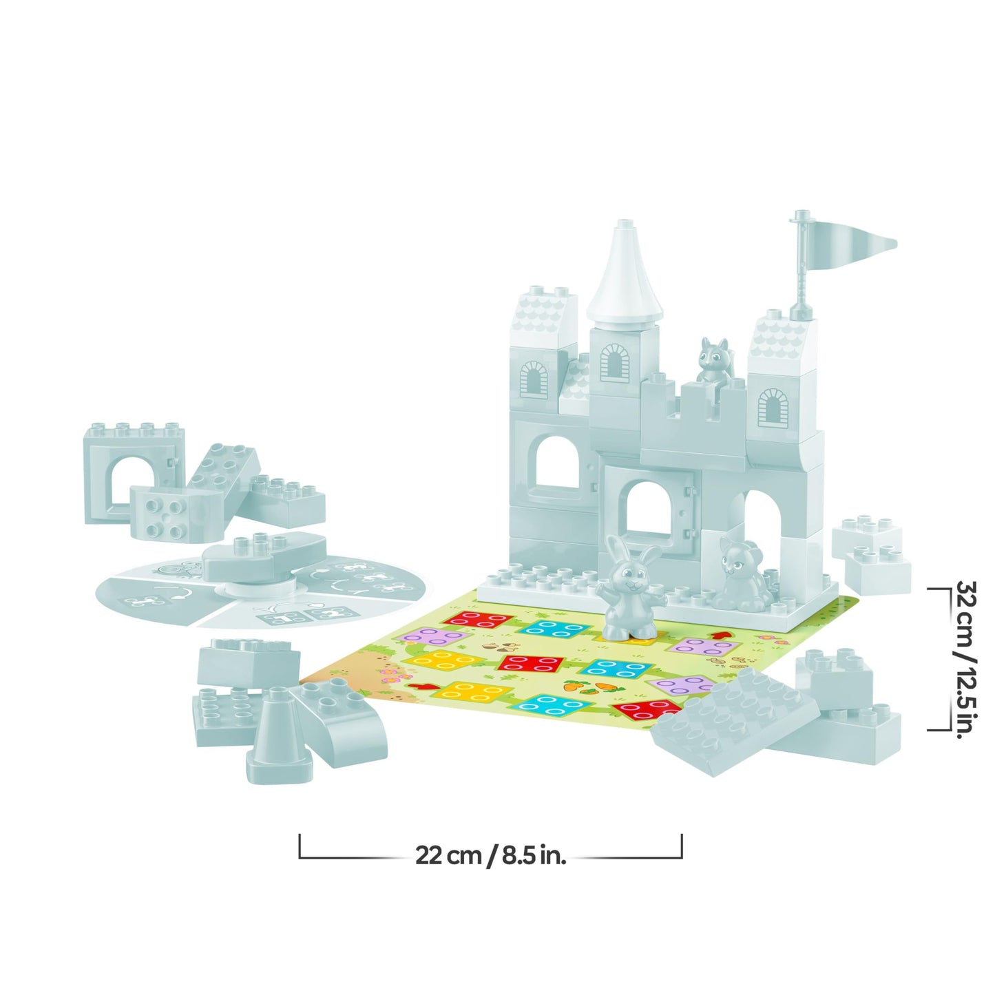 LEGO DUPLO Hopsys castle game - educational toy to promote motor skills for toddlers - 3 animal figures, toy castle & board game with turntable - gift for girls and boys aged 3 and over - 10450