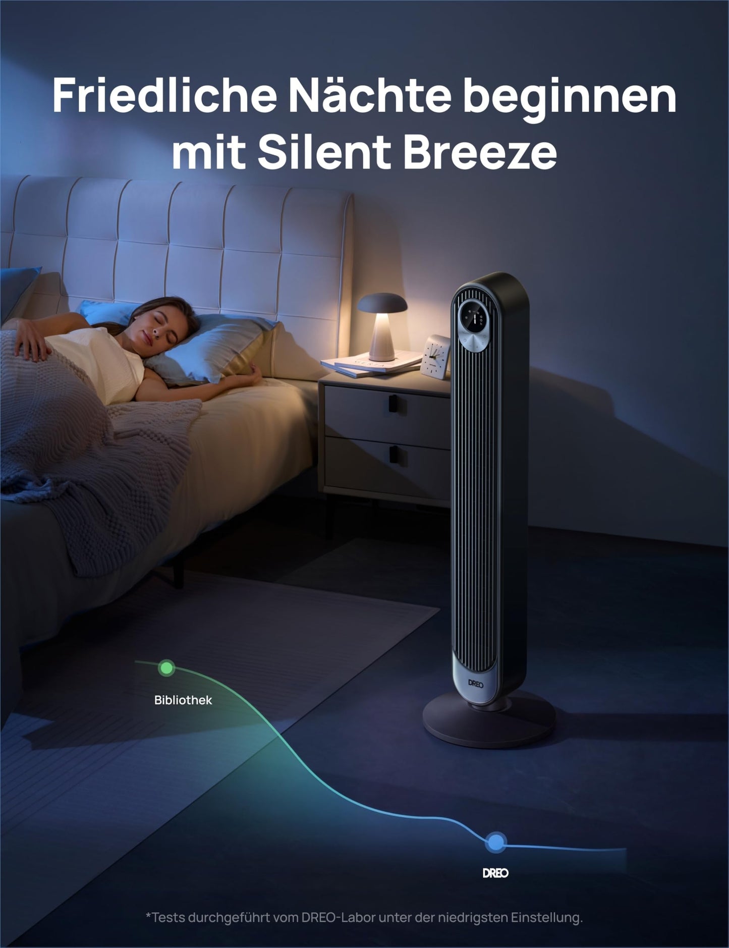DREO DC Motor Tower Fan Quiet, 11M Wind Distance Fan with Cooling Remote Control, 9 Levels 4 Modes, 90° Oscillating Stand Fans for Bedroom, Tower Fan with 12H Timer - DR-HTF001