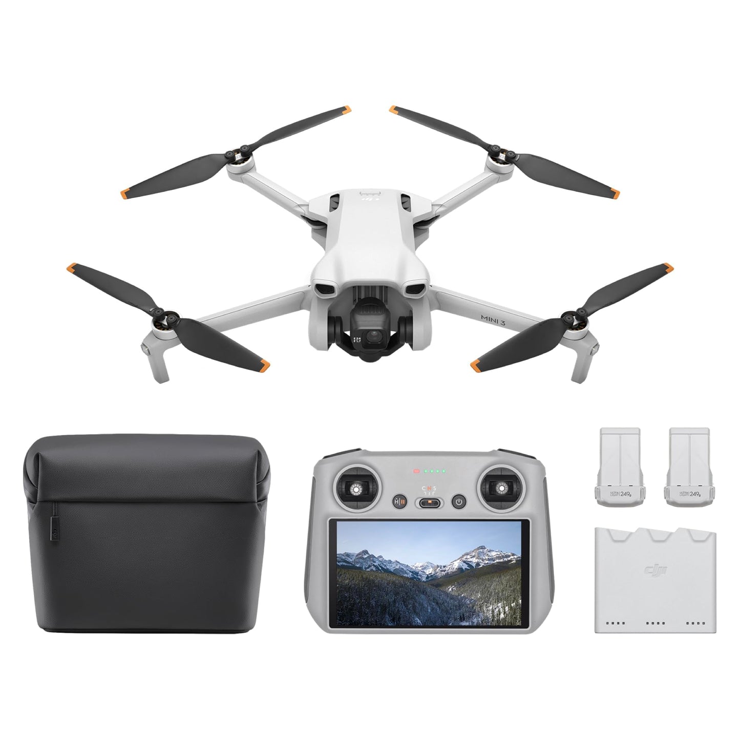 DJI Mini 3 Fly More Combo (DJI RC) - Ultralight, foldable mini drone with camera 4K HDR, up to 114 minutes flight time (3 batteries), vertical recording, 3-axis gimbal, 10 km HD transmission, C0 - 6941565979667
