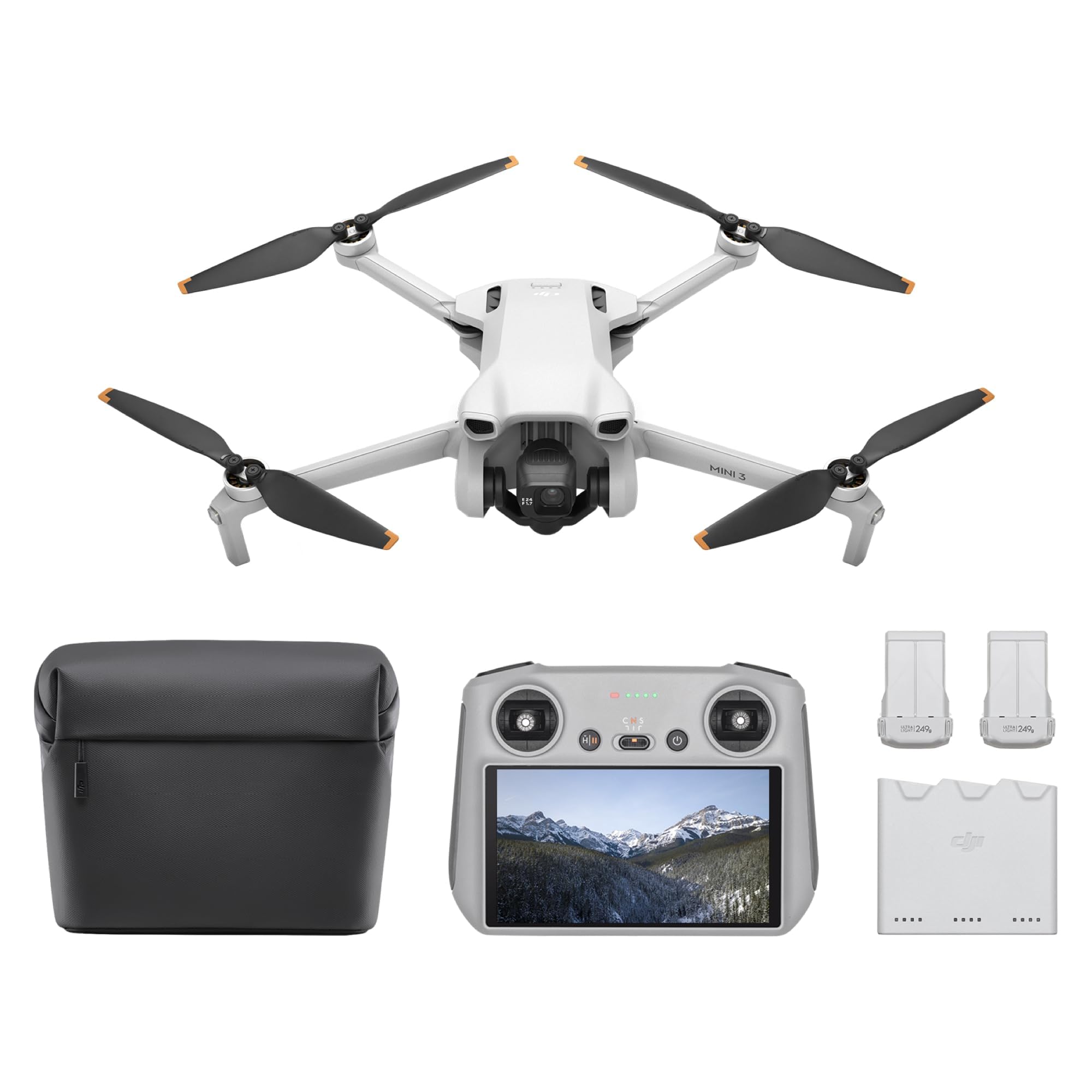 DJI Mini 3 Fly More Combo (DJI RC) - Ultralight, foldable mini drone with camera 4K HDR, up to 114 minutes flight time (3 batteries), vertical recording, 3-axis gimbal, 10 km HD transmission, C0 - 6941565979667