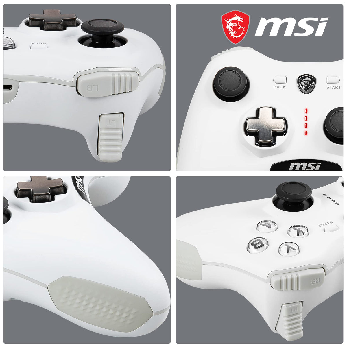 MSI Force GC20 V2 White Controler pentru PC cu fir - capace D-Pad interschimbabile, două motoare de vibrație, USB 2.0 - alb, cu fir - S10-04G0020-EC4