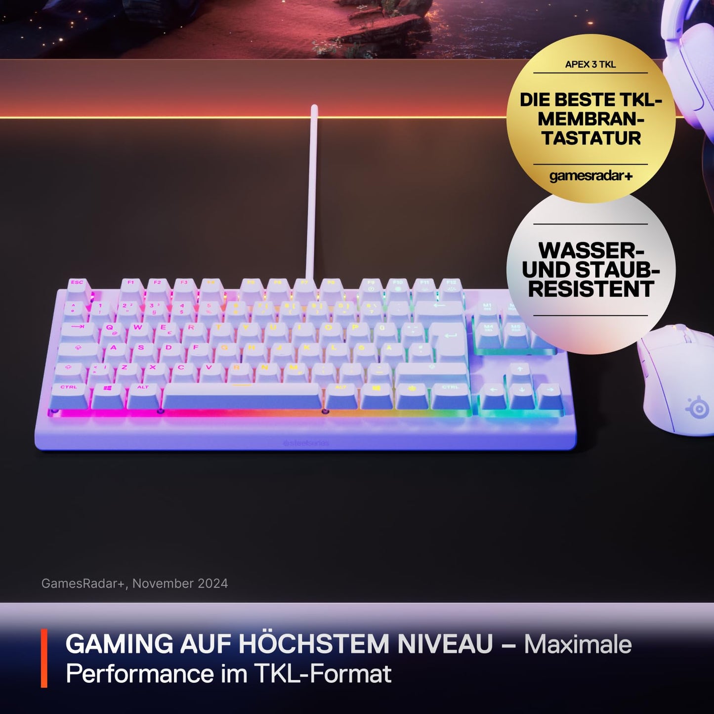 SteelSeries Apex 3 TKL Lavender RGB gaming keyboard - 64943