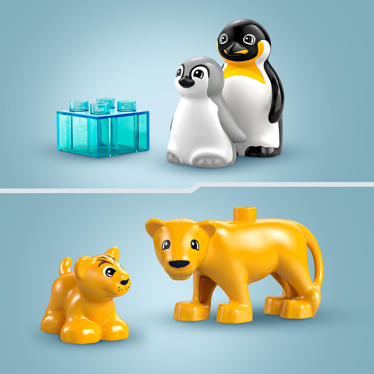 LEGO DUPLO wild animal families: penguins and lions - toy to promote fine motor skills for girls and boys aged 2 and over - educational toy for toddlers with 4 animal figures - gift idea - 10442