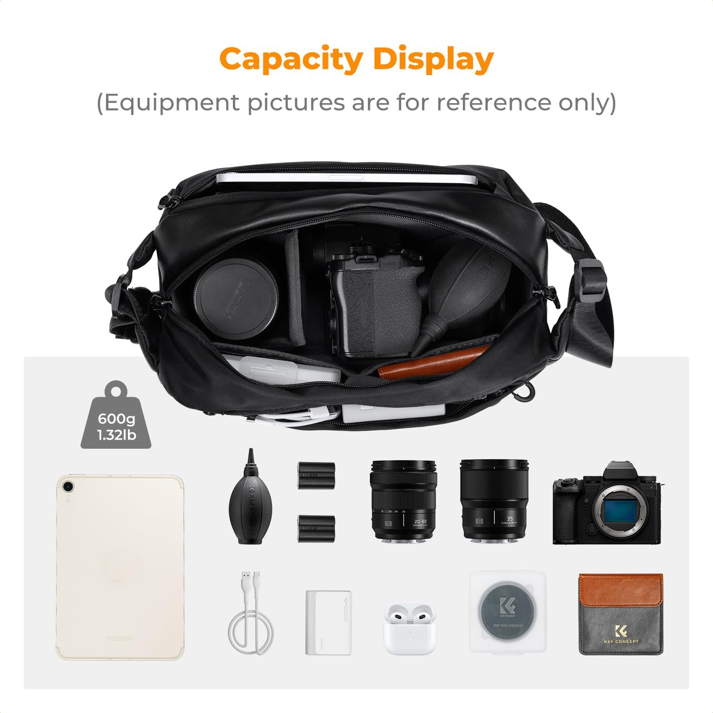 K&F CONCEPT Camera Backpack Shoulder Bag Square Bag Bags for Photographers Camera Rectangle Case Compatible with Canon/Nikon/Sony/DJI Mavic Drone Backpack - KF13.157V8