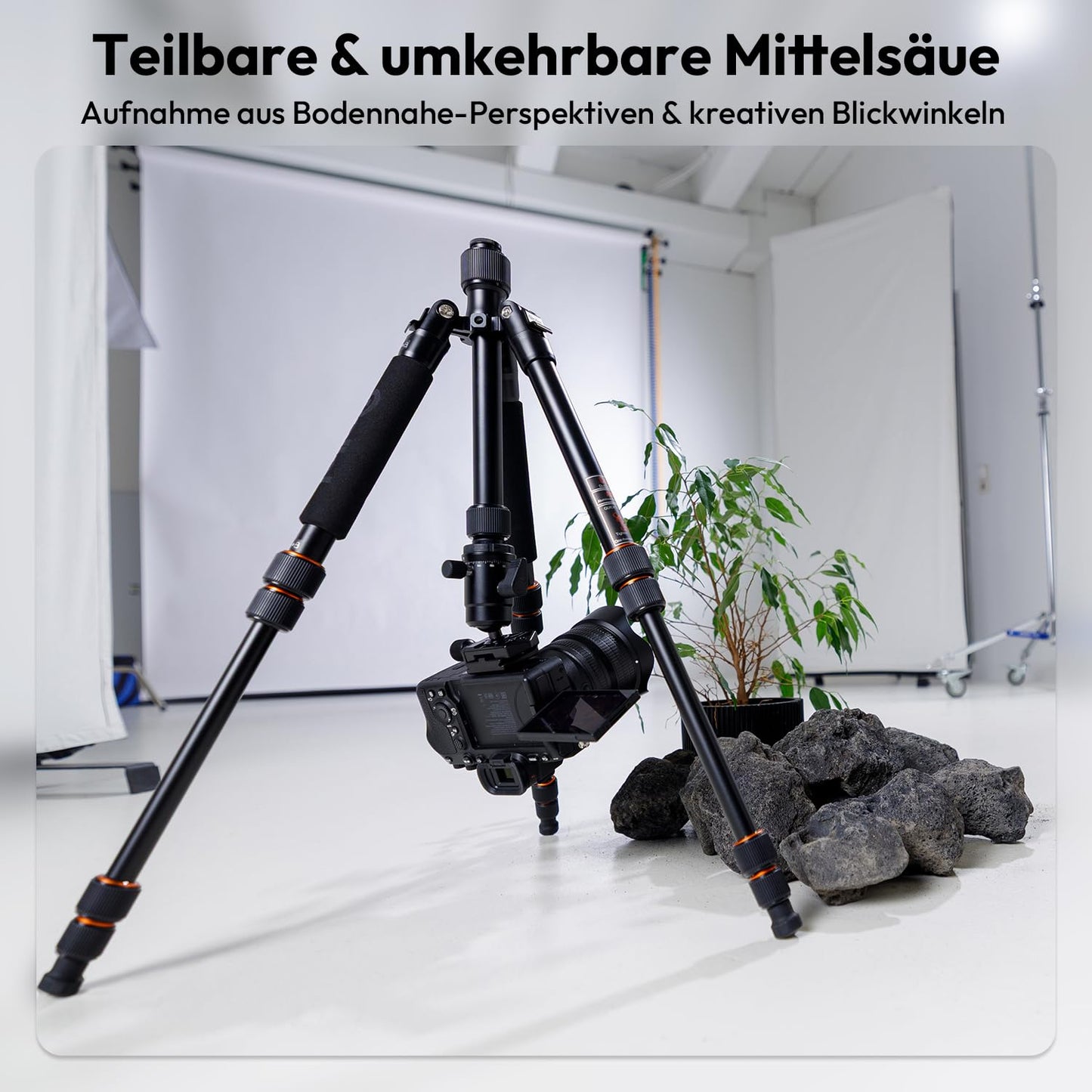 Rollei Compact Traveler No.1 Black, 145cm Tripod Camera Compact Lightweight Travel Tripod Made of Aluminum Photo Tripod with Ball Head Arca Swiss Compatible Camera Tripod & Monopod for DSLR and Smartphone - 22585