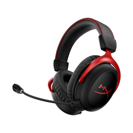 HyperX Cloud II Wireless Gaming Headset, 2.4GHz, 30h Battery, 20m Range, DTS Headphone Spatial Audio, 53mm Driver, HyperX Comfort, Detachable Microphone, Black-Red - HHSC2X-BA-RD/G