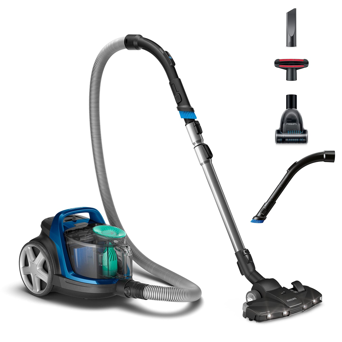 Philips 5000 Series Bagless Vacuum Cleaner - Compact, 900W Suction Power, PowerCyclone 7, TriActive+ LED Nozzle, HEPA Allergy H13 Filter, Multi-Surface Cleaning, Hygienic Emptying (FC9557/09)