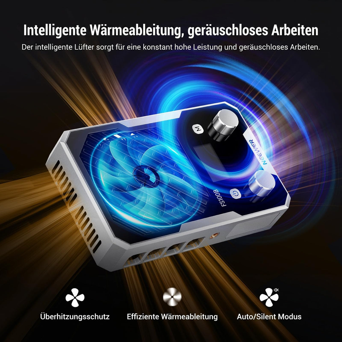 NEEWER 100W ultracompact LED Videolumină cu aplicație și control prin panou, lampă video bi-color COB de dimensiuni reduse cu putere constantă a luminii, 4 curbe de atenuare, 2700K–6500K, CRI 96+, FS100B