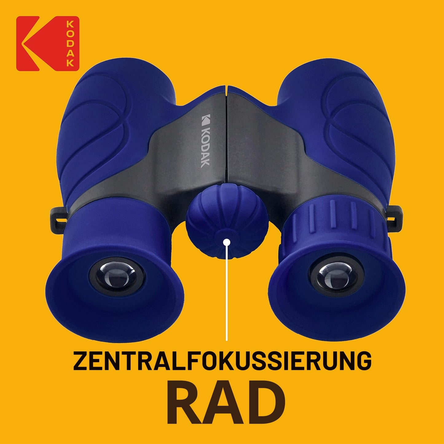 KODAK Binoculars for Children BCS100 - Compact Binocular Binoculars for Children, with Soft Rubber, Ergonomic, with Carrying Strap and Carrying Case, 8x Zoom - Blue - 3760265542574