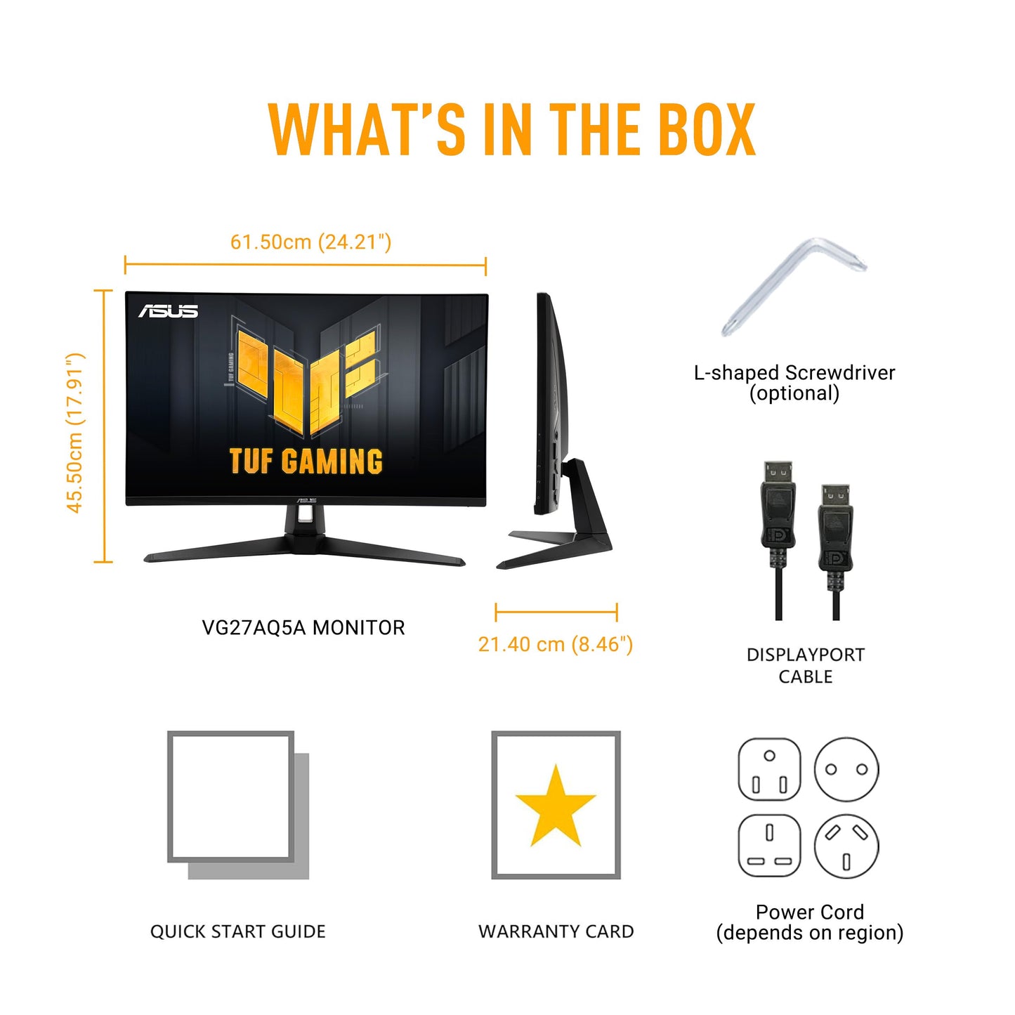 ASUS TUF Gaming VG27AQ5A QHD Monitor (27 inch, 2560 x 1440, 210Hz (OC), Fast IPS, ELMB Sync, 0.3ms response time, speakers, HDMI, DisplayPort, Gaming AI)