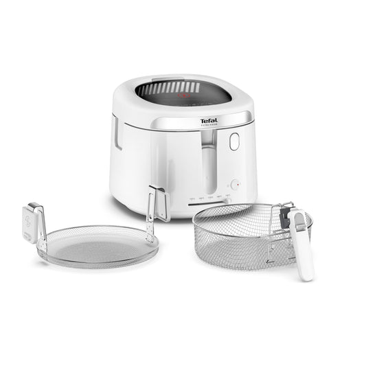 Friteuză Tefal Filtra Vision, capacitate 1kg, hublou extra-mare, design modern, mâner pliabil, piese detașabile, timer, control temperatură, alb, FF2541E0