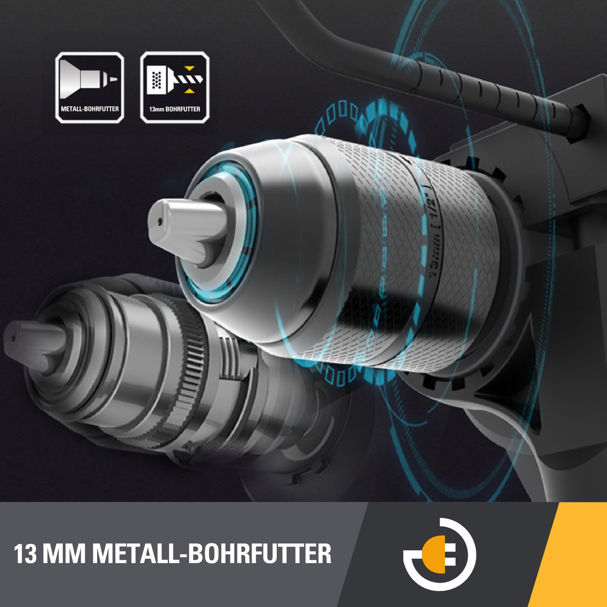 CAT DX16 Impact Drill, 13 mm, 850W, 3000 RPM speed, 48,000 BPM impact rate, variable speed control, (includes depth stop & additional handle)