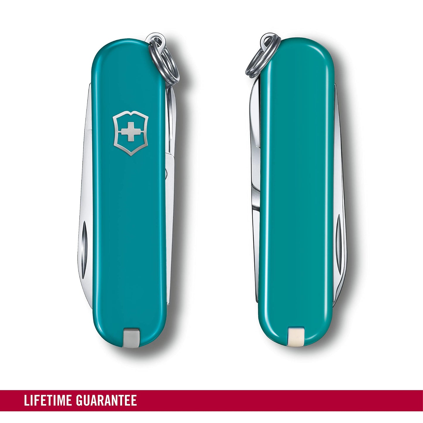 Victorinox Swiss Army Knife, Small, Classic SD, Multitool, Swiss Army Knife, Gift, 7 Functions, Blade, Nail File, Turquoise - 0.6223.23