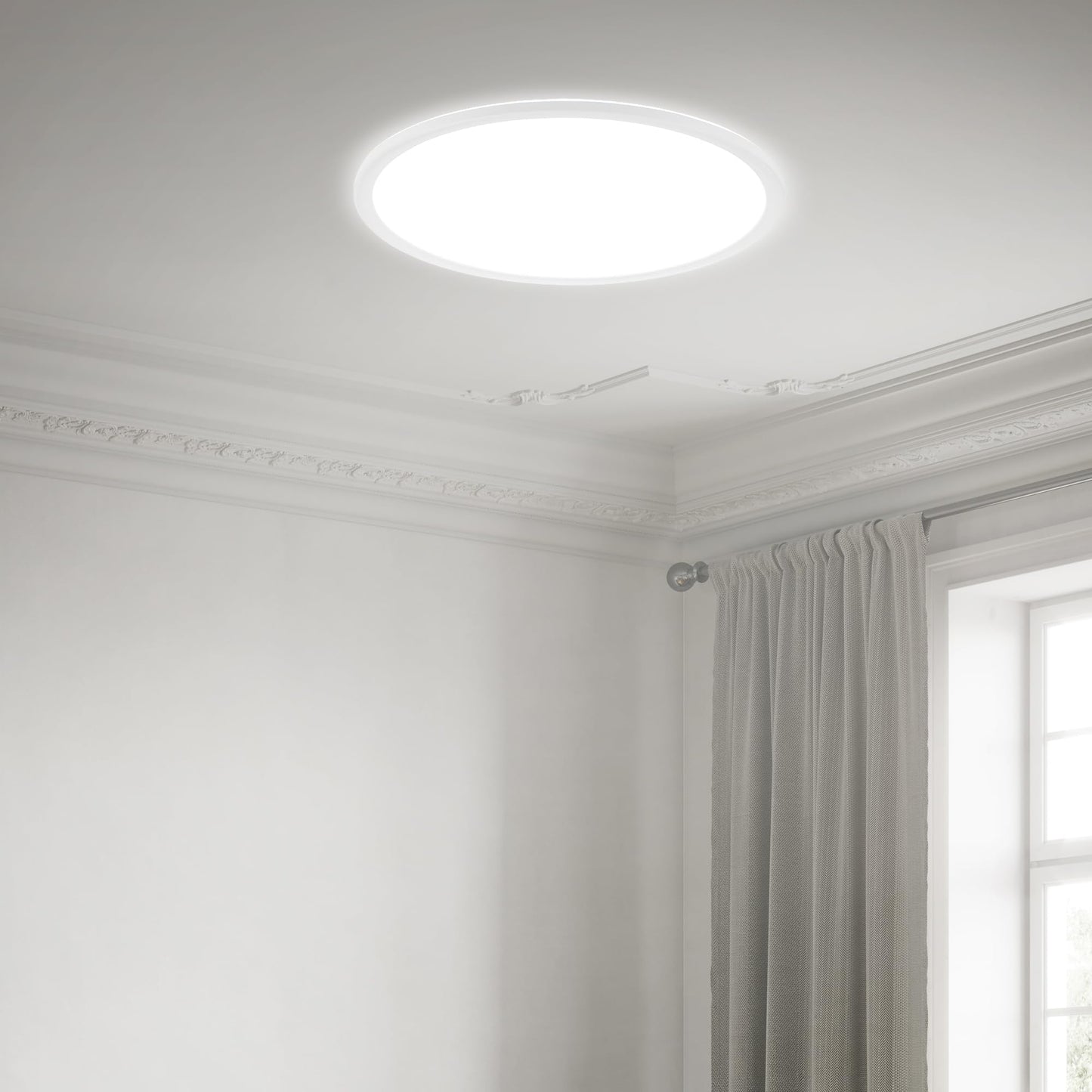 BRILONER - LED ceiling lamp with indirect light, flat, neutral white light color, lamp, ceiling light, living room lamp, LED panel, kitchen lamp, ceiling lighting, hallway, 48x3 cm, white - 3428-016