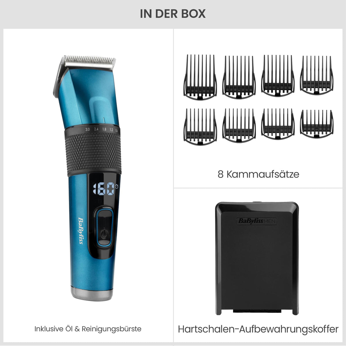 BaByliss Japanese Steel Hair Clipper – Lithium battery, 160 minutes of runtime, 3 hours full charging time, includes hard case, black, E990E