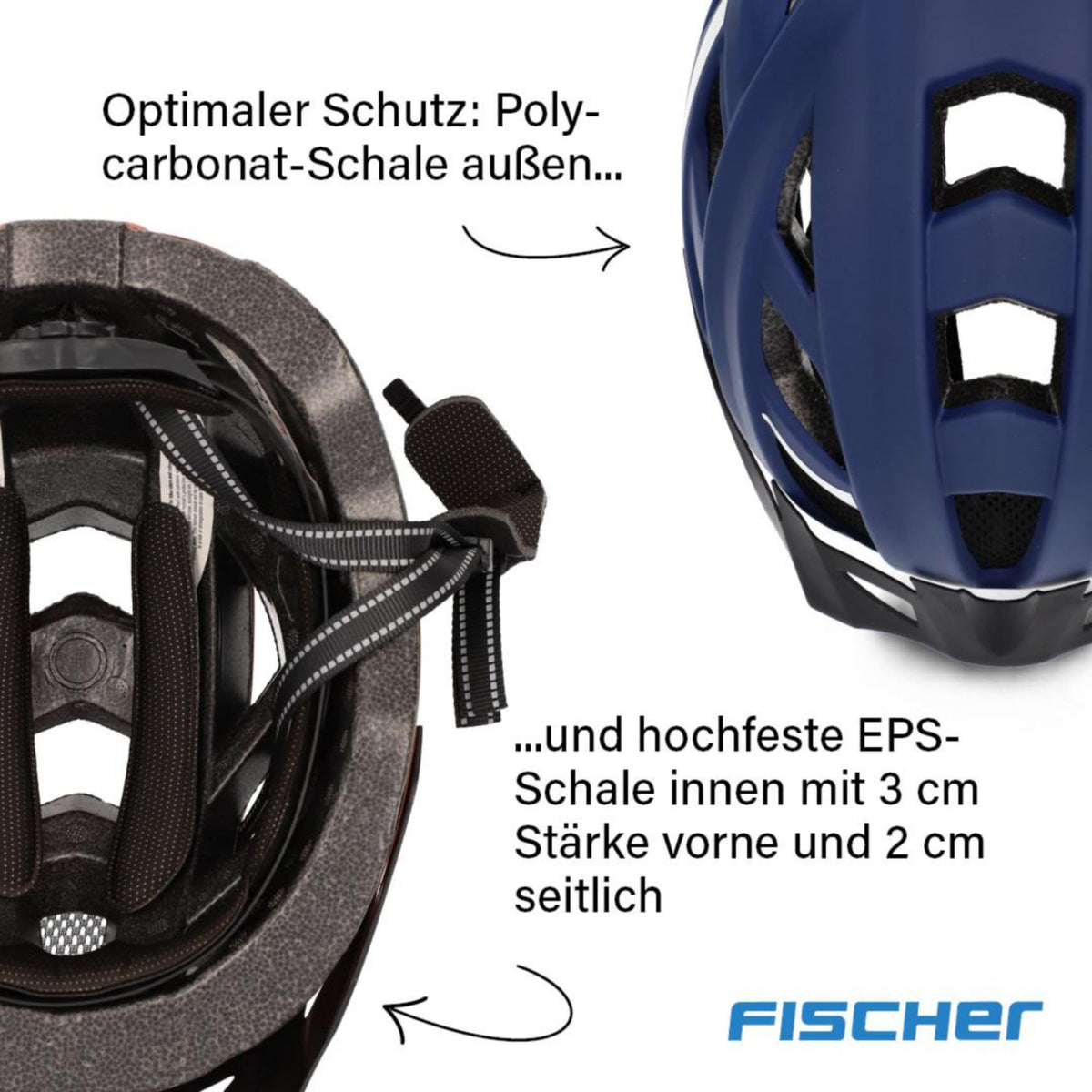 Cască de bicicletă Fischer pentru adulți, cască de ciclism, cască de oraș Urban Plus Boston, L/XL, 58-61cm, albastru, cu lumină spate LED integrată - 50632