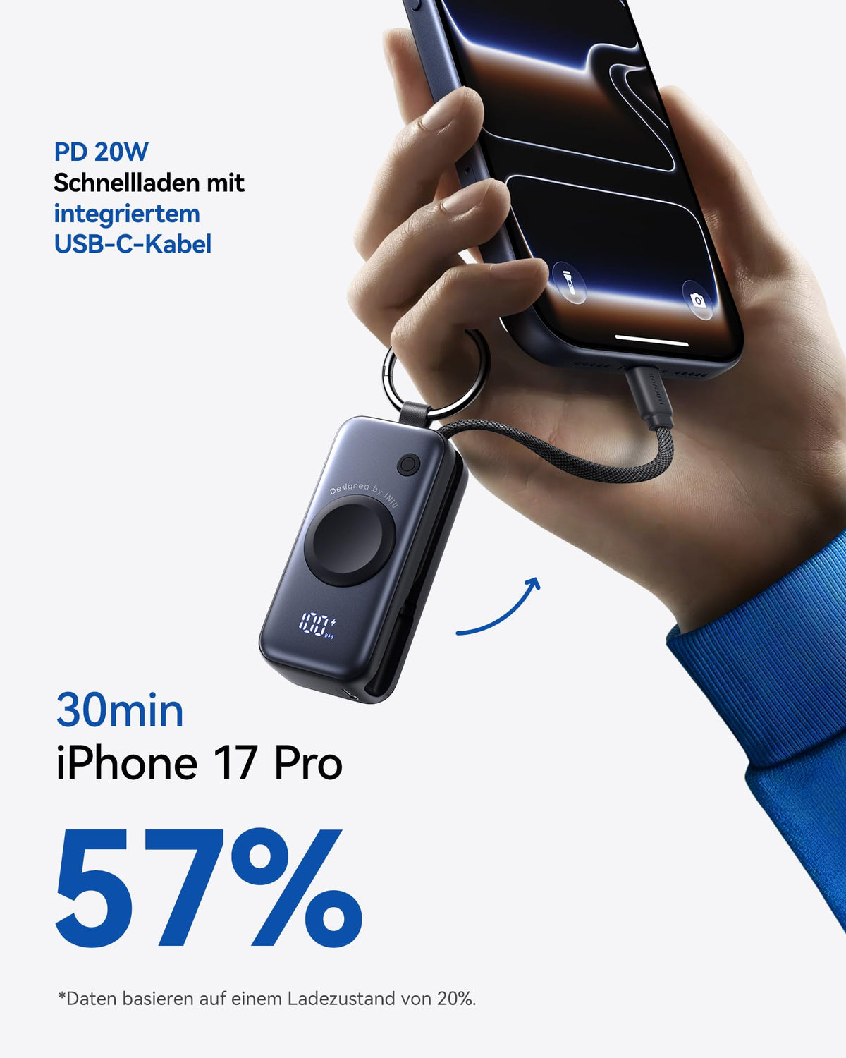 INIU 20W SnapGo Power Bank, 5000mAh Mini External Mobile Phone Batteries for Apple Watch - P81